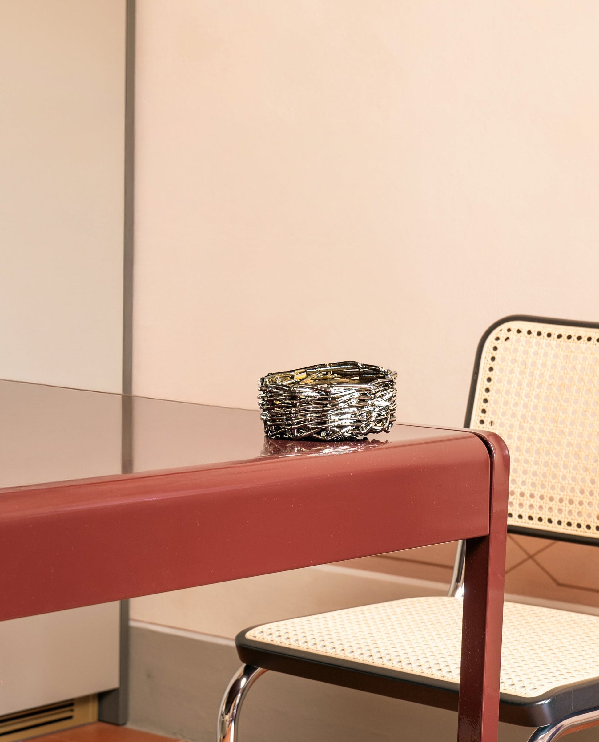 Contemporary Baskets - Mini Woven Metal-Plated Collection — close-up