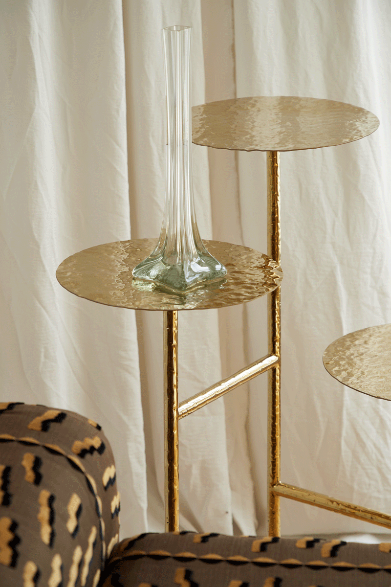 Liquid Side Table in Solid Brass — detail view