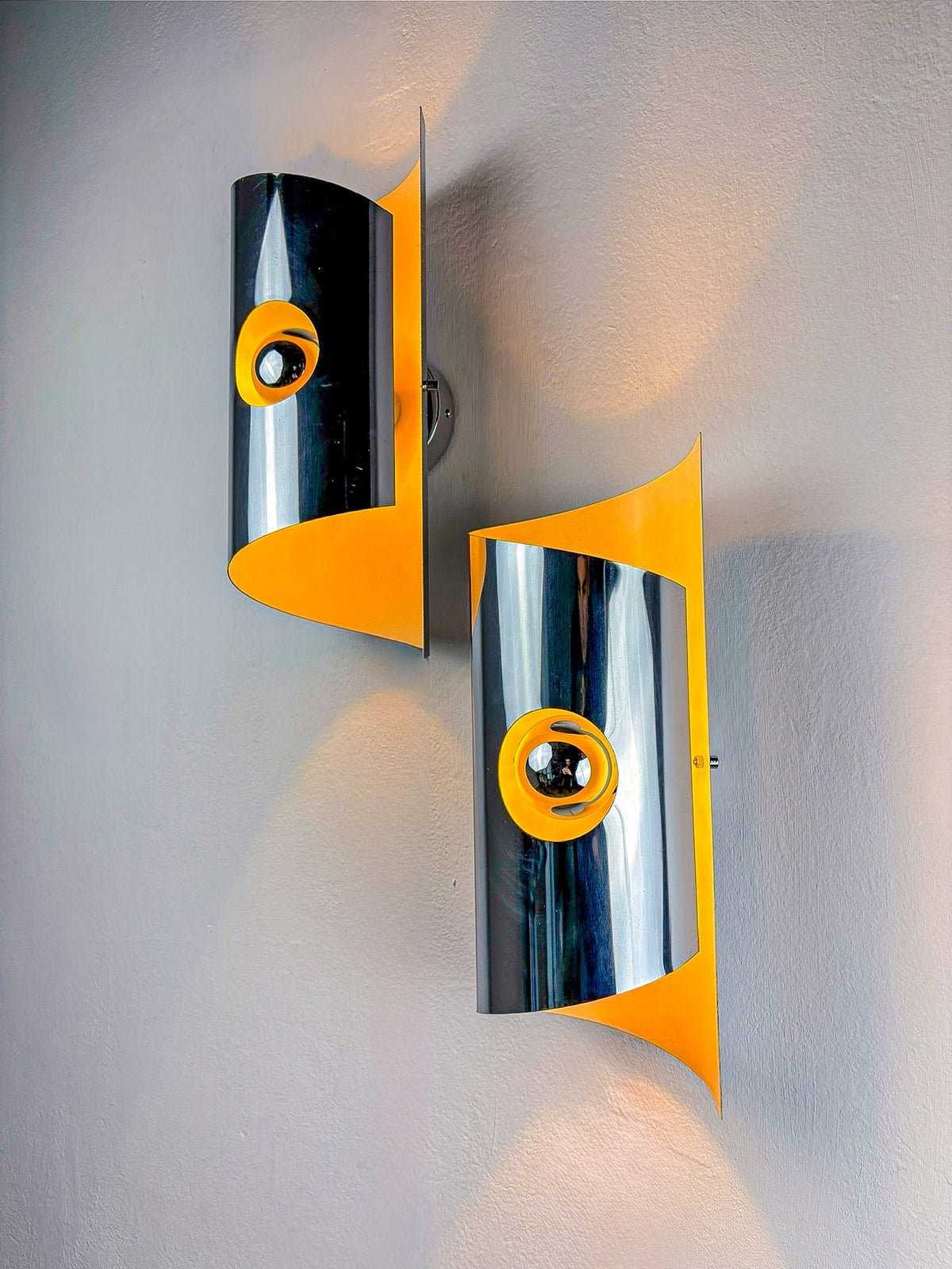 Pair of Space-Age wall Sconces, Max Sauze's style, France, Circa 1970's — detail view