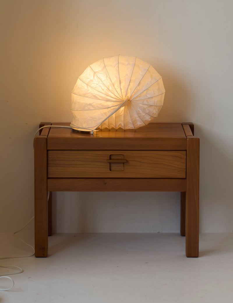 vintage Ikea paper table lamp in the shape of a shell C. 2000 — side angle