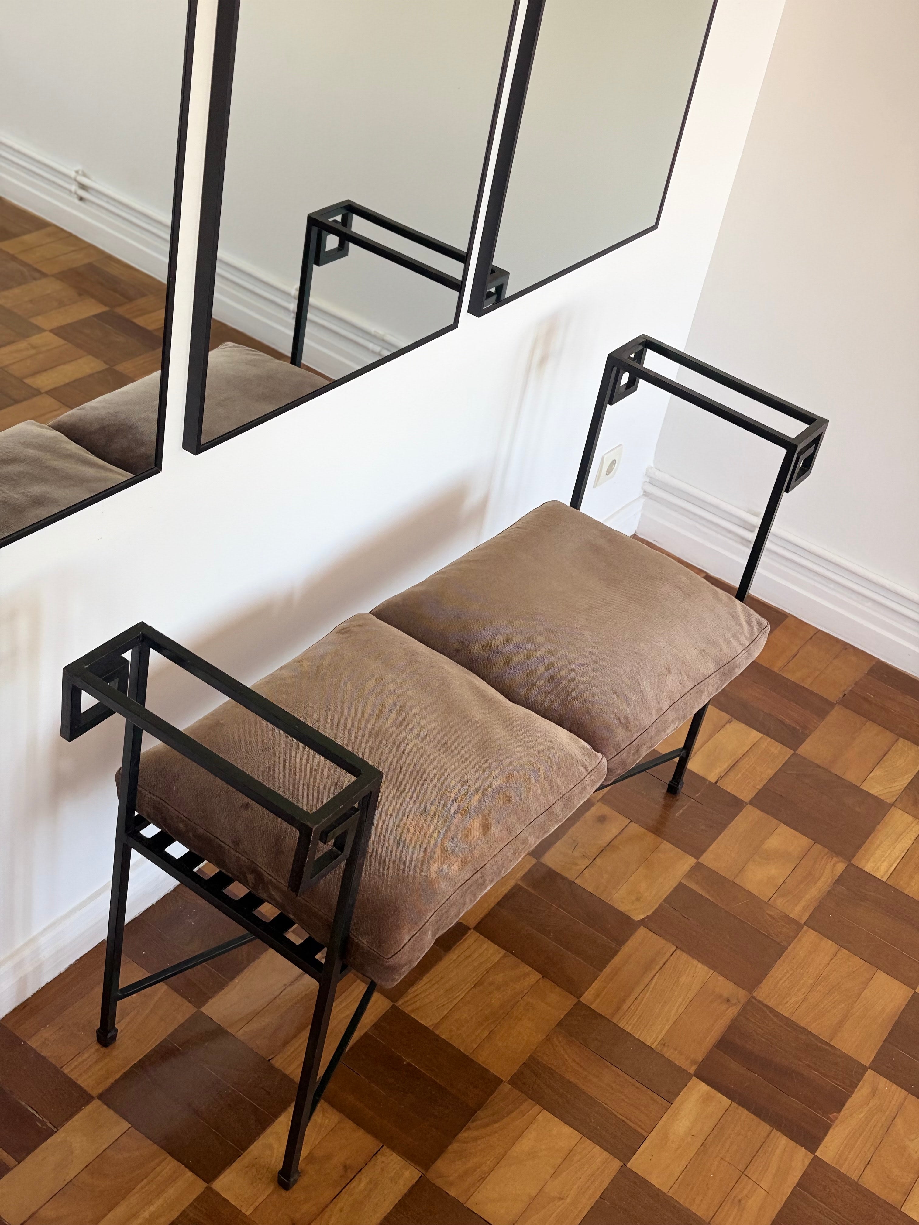 Meander Iron bench, Italy, 1980s — lifestyle setting