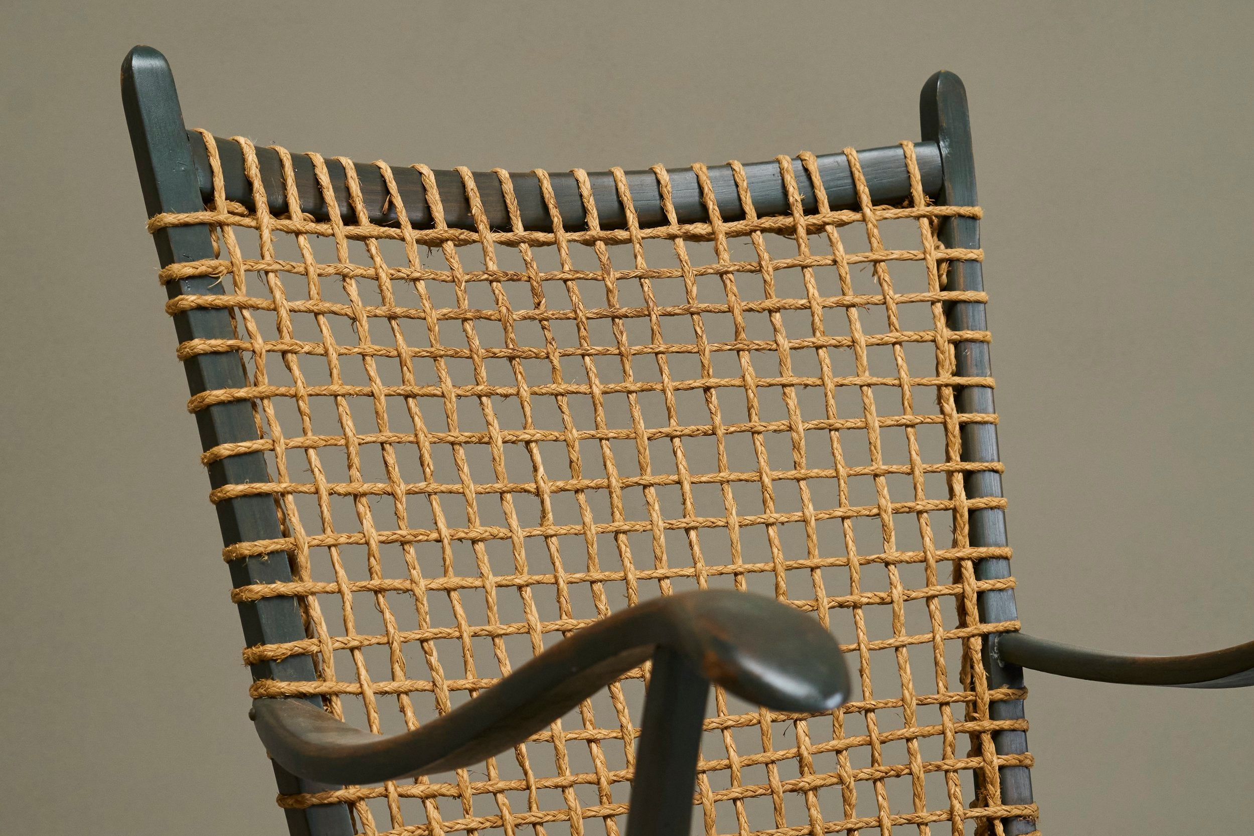 Bas van Pelt Lounge Chair in Solid Wood and Rope, The Netherlands, 1940s — detail view