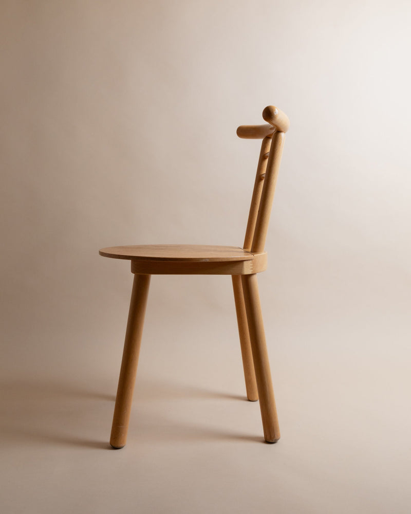Wooden Chair, Italy 1980s — side profile of natural wood finish