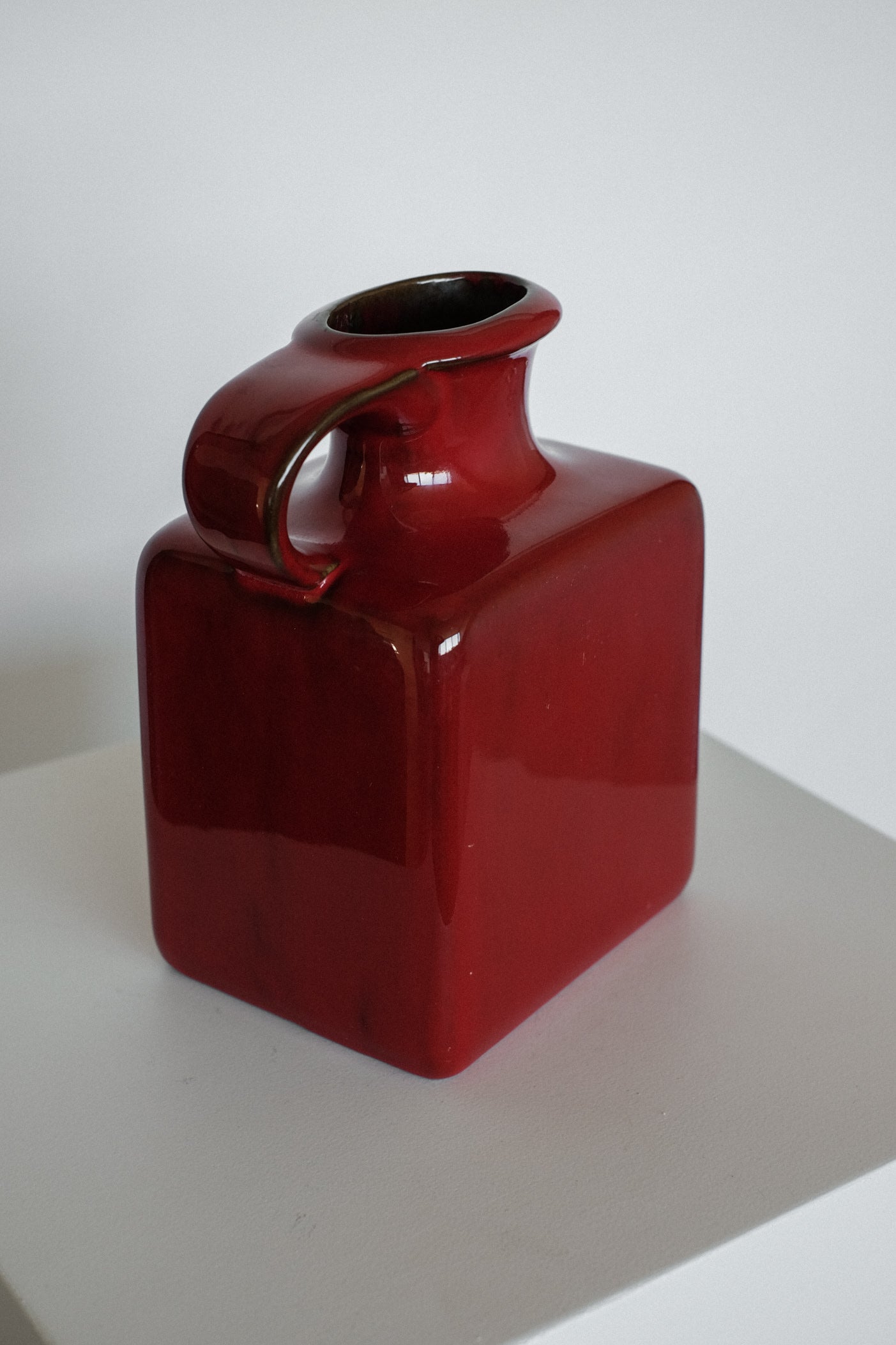 West German Mid-Century Ceramic Handle Vase by Gräflich Ortenburg — lifestyle setting