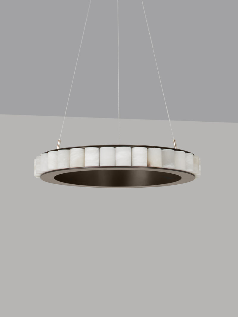 AVALON Chandelier Medium With Ceiling Rose — close-up of white alabaster detail