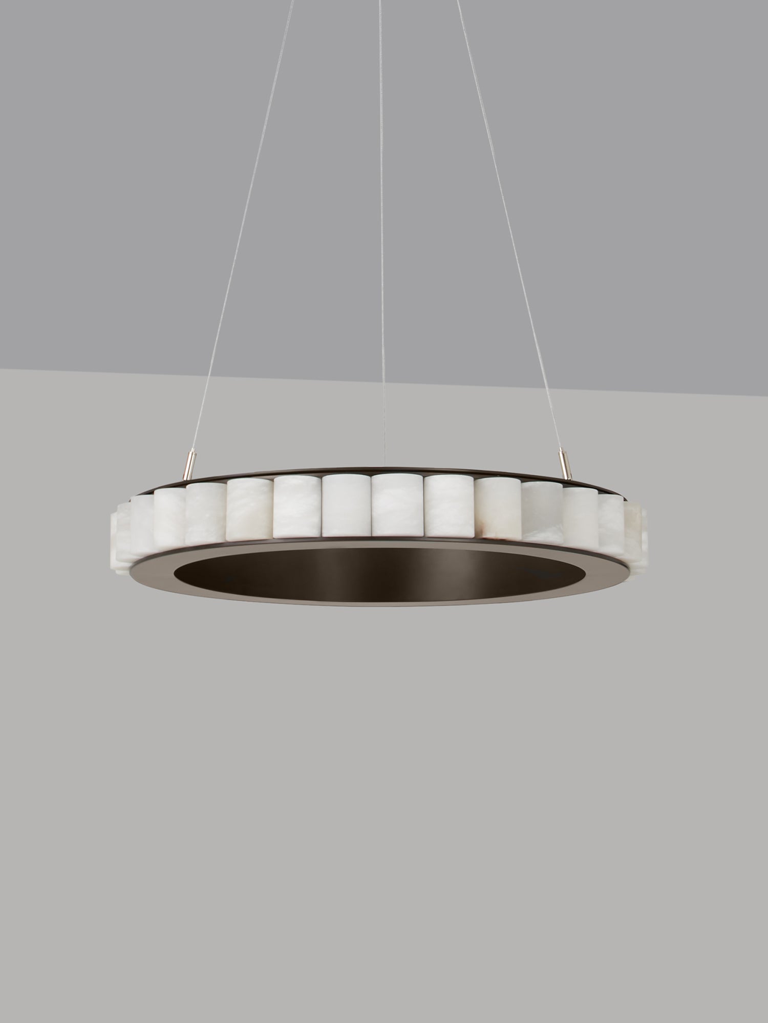 AVALON Chandelier Medium With Ceiling Rose — close-up of white alabaster detail