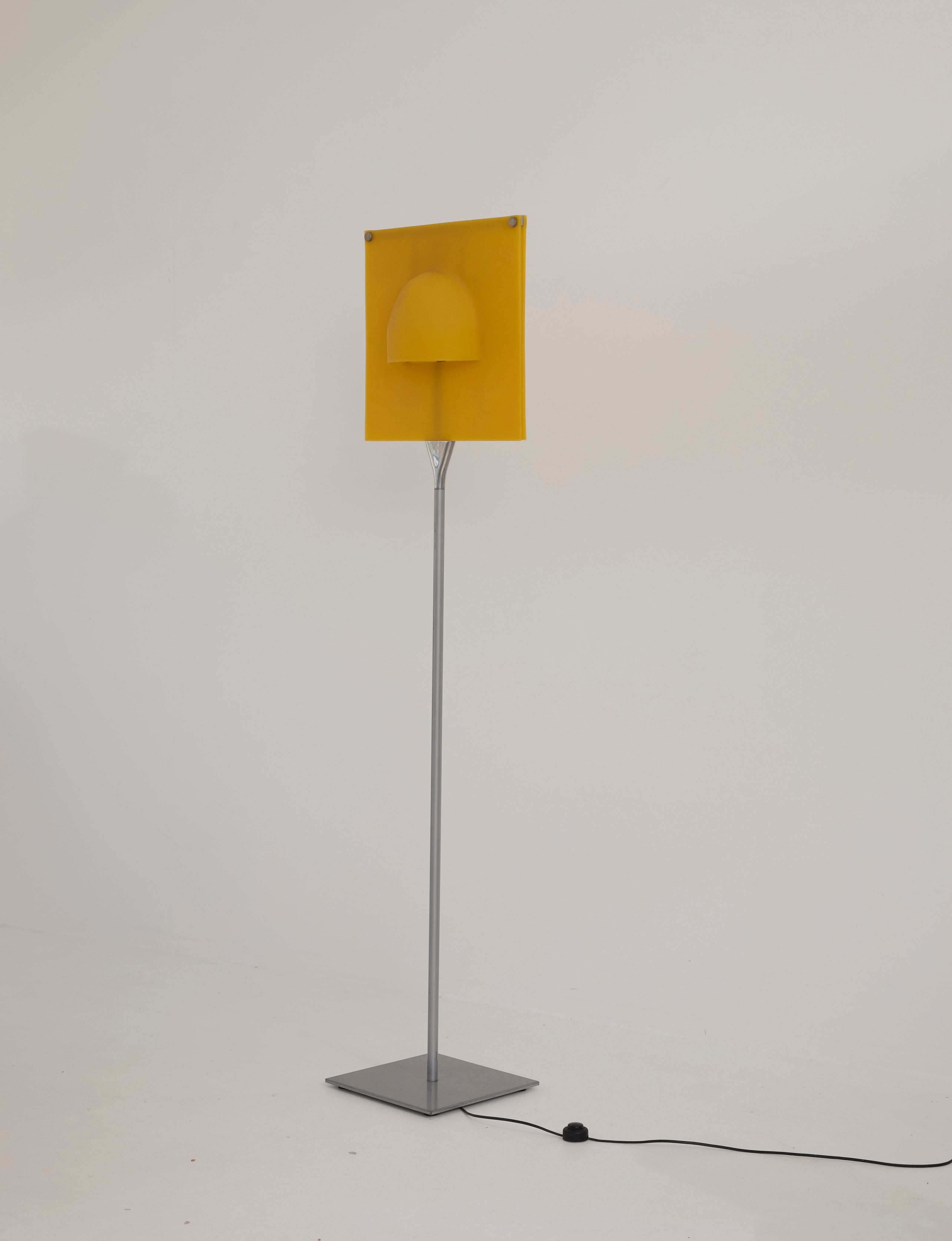 Yellow "Delight" floor lamp by Adrien Gardère for Cinna / Ligne Roset, vintage circa 1990 — detail view