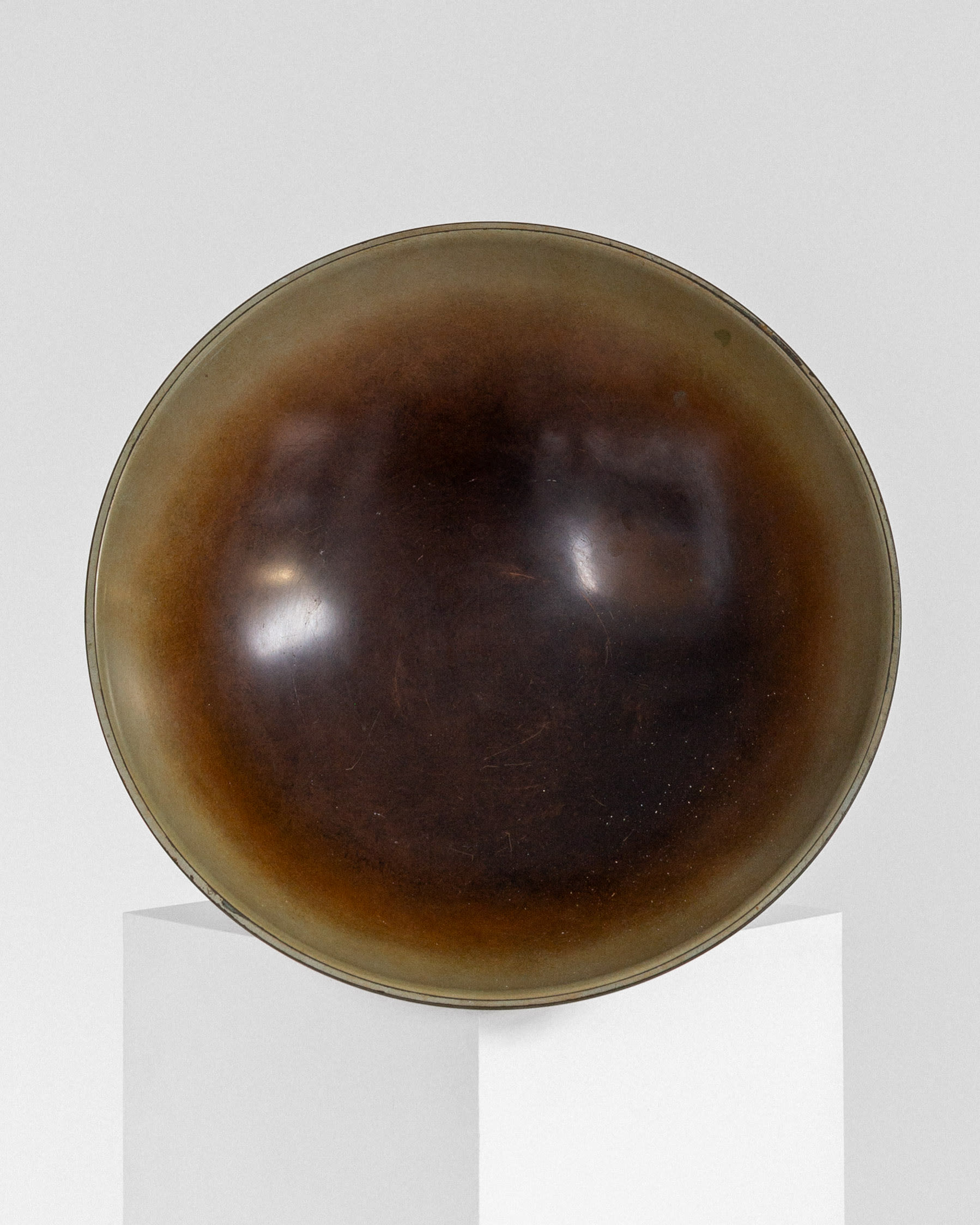 Centerpiece Art Deco Bronze Bowl on Foot with Mermaid