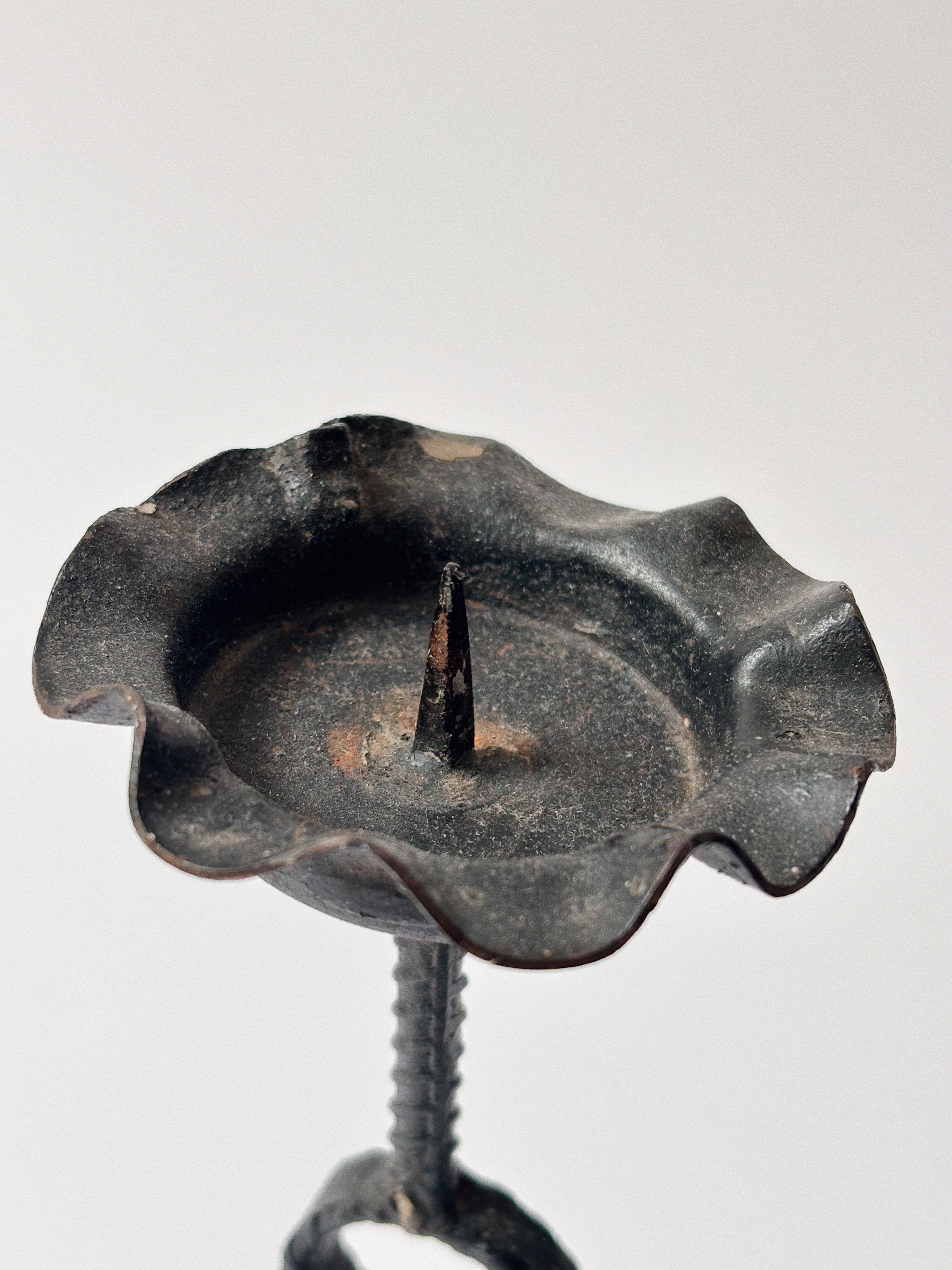 Folk Art Metal Candelabra, Poland — close-up