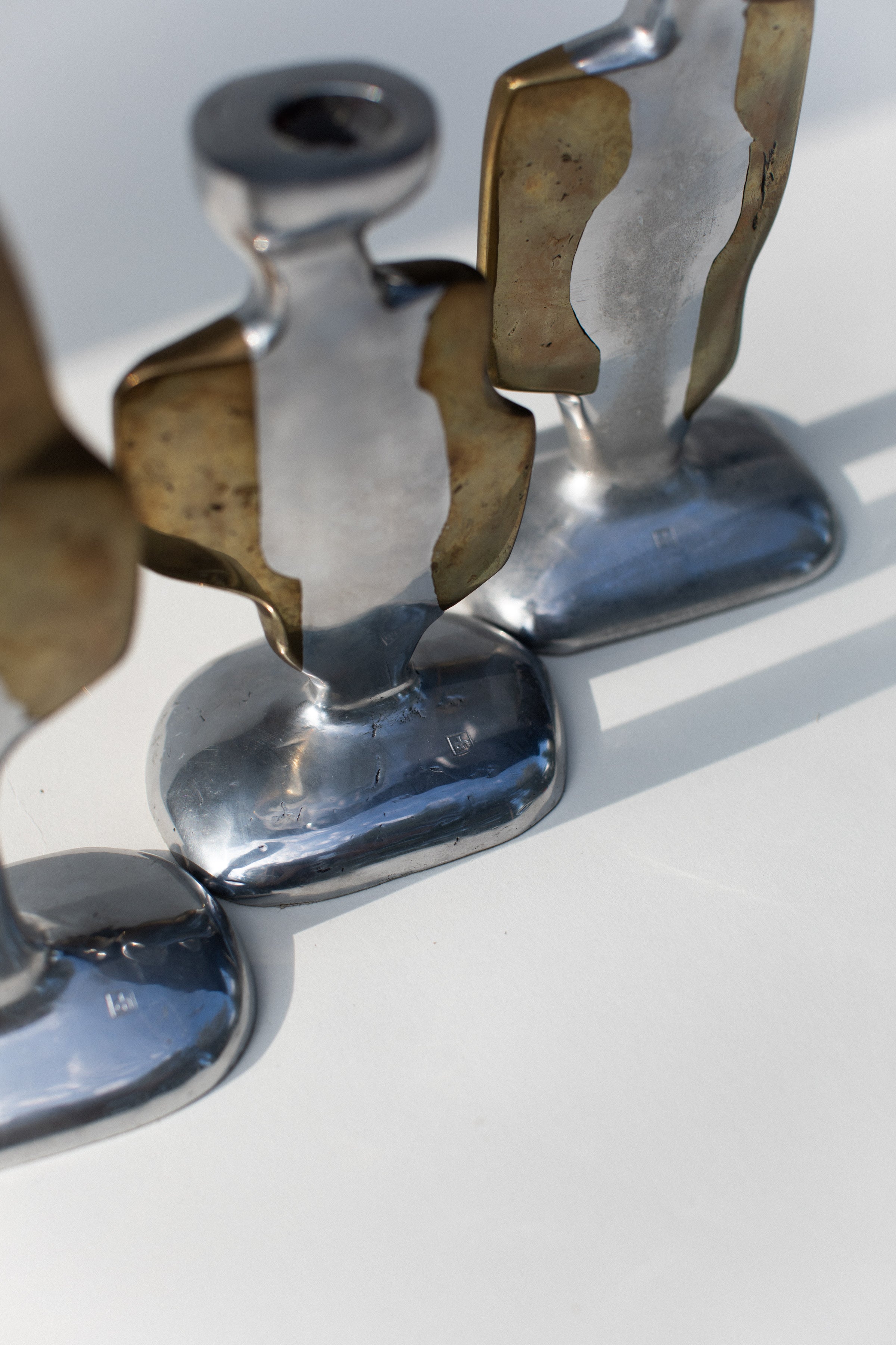 Three Brutalist Candleholders