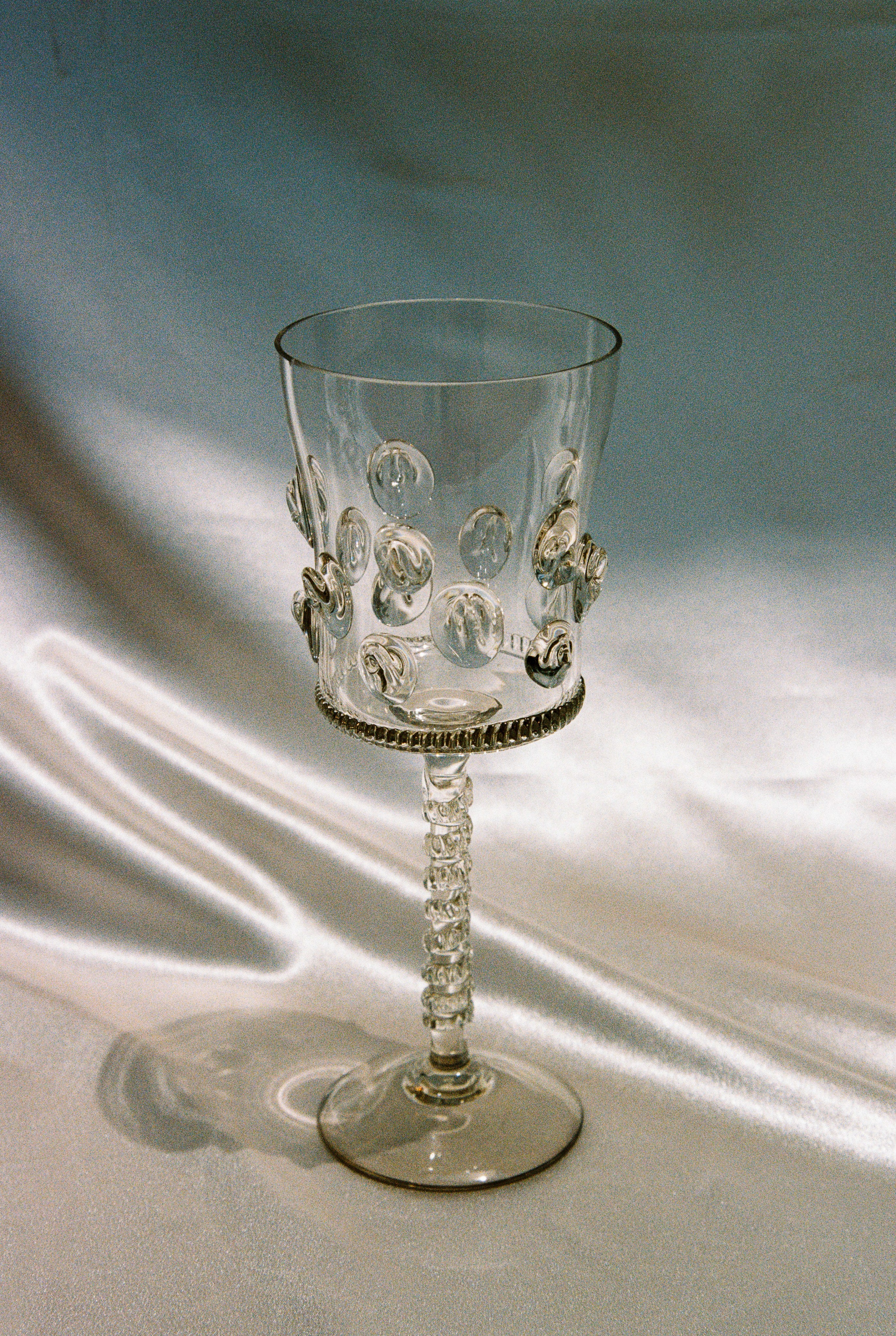 Pair of Mouthblown Wine Glass - Dots