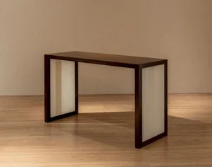 Additions Console Table Handcrafted in Wood Veneer & Virgin Wool Fabric Inserts — detail view