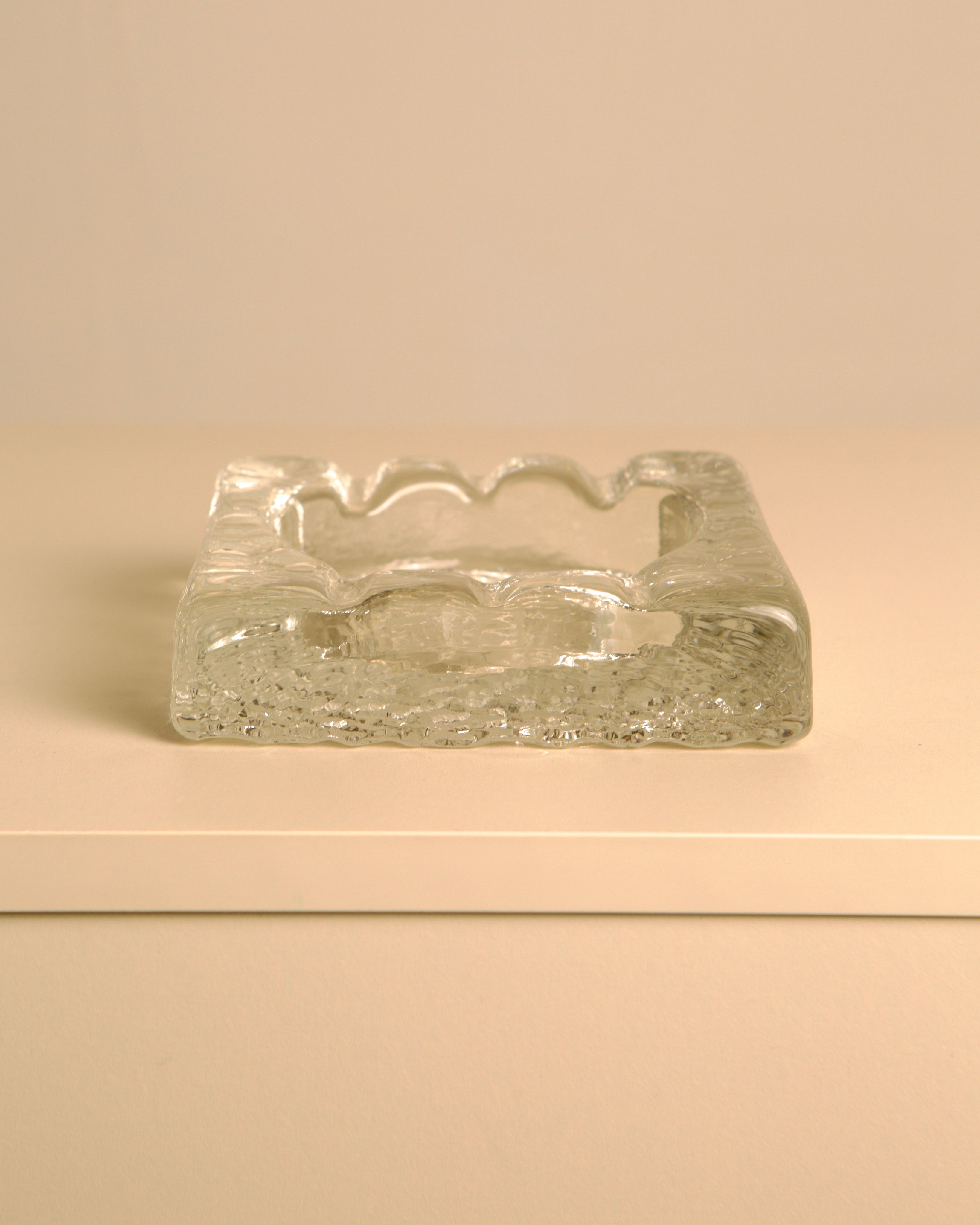 Kosta Boda 70's compressed Murano glass ashtray — side angle