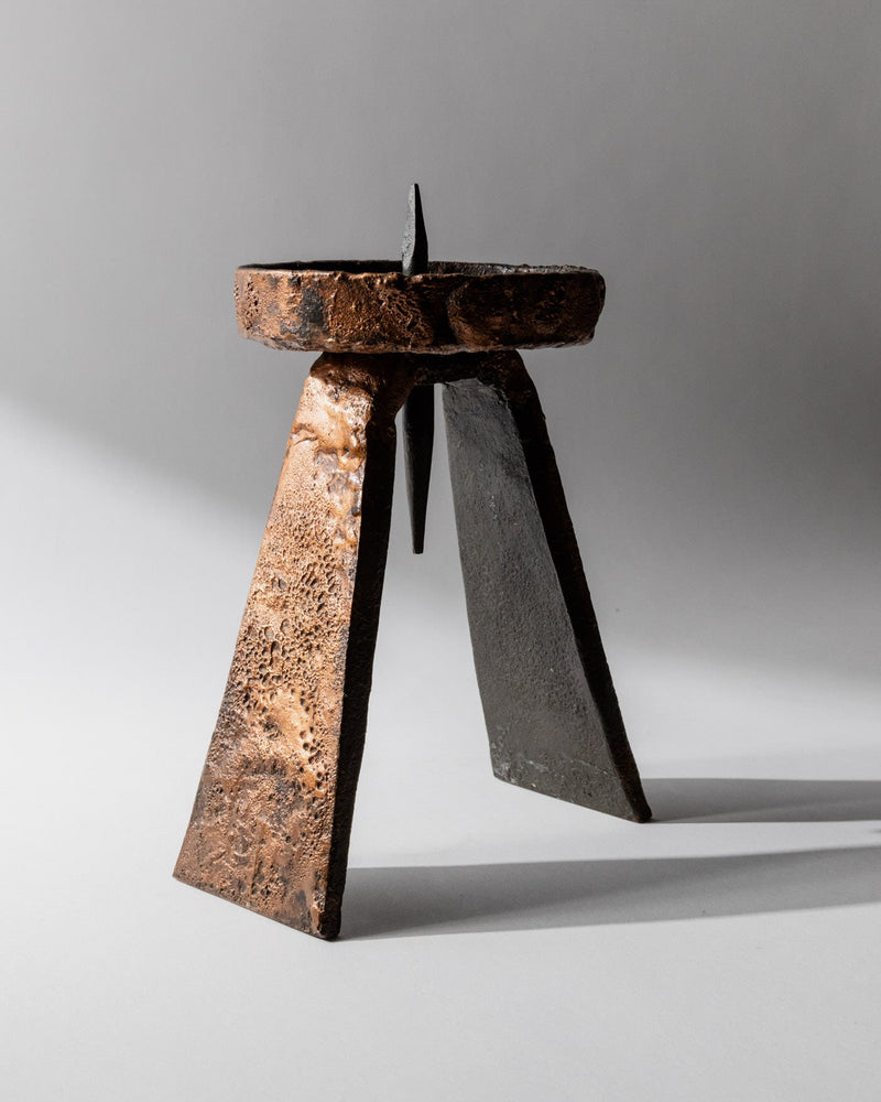 Vintage 1960s Iron Candleholder by Bottega Jacobs | The Oblist — hand forged, copper texture