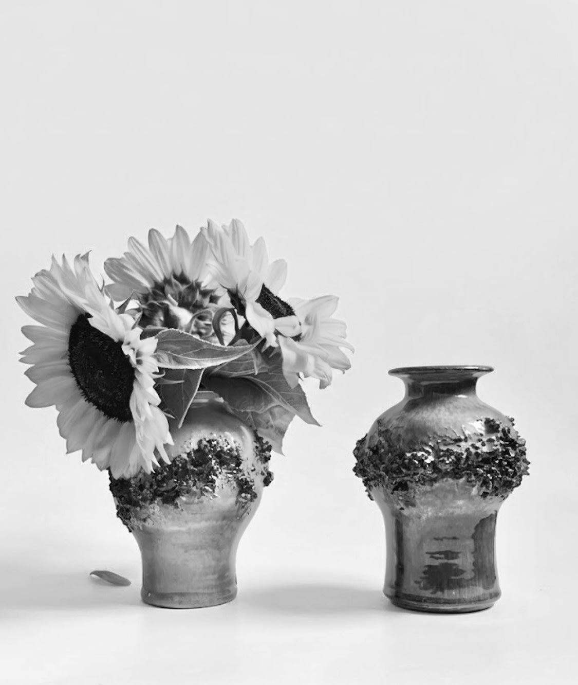 Pair of Icelandic Lava Vases — close-up