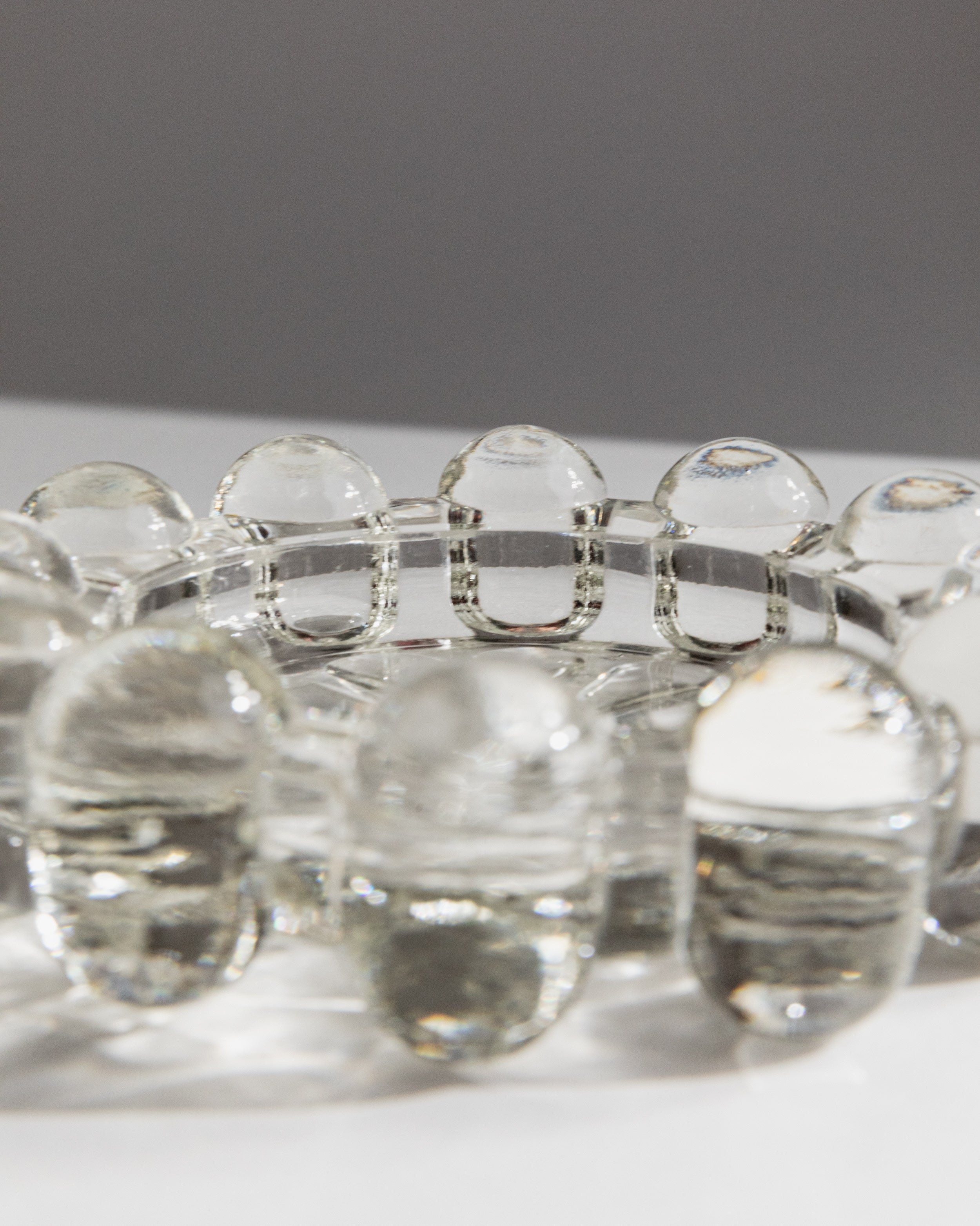 Close-up detail of 1970s Italian glass ashtray crystal structure
