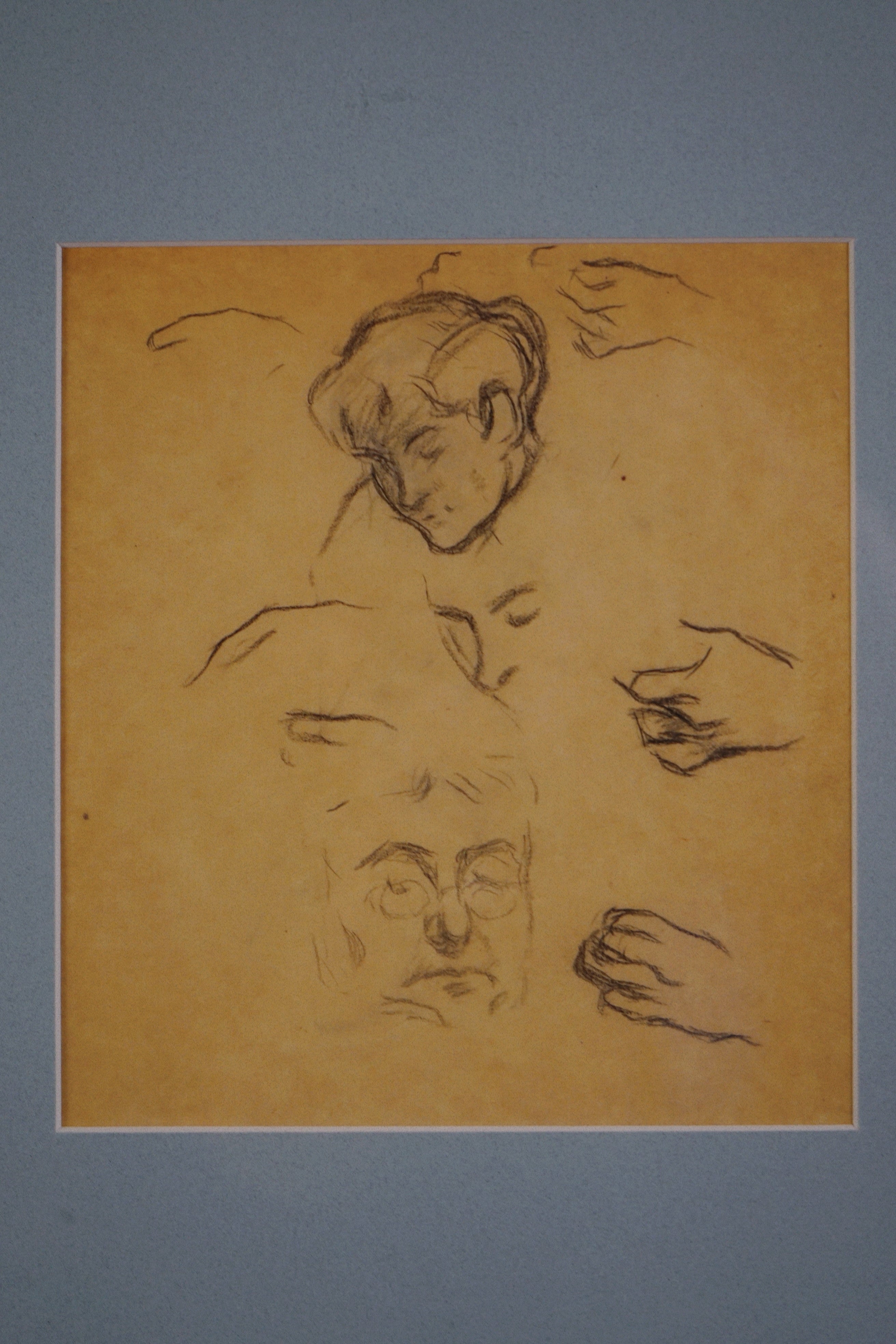 Sir Walter Westley Russell (British, 1867–1949) Two Pencil Studies: Cats and Sleeping Man early 20th century — top view of pe