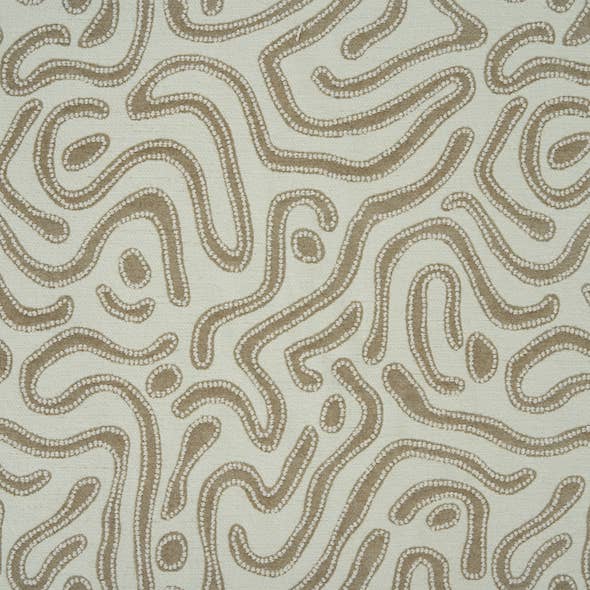 Laurent Pouf - Atoll Fabric & Ivory Fringe — detail view