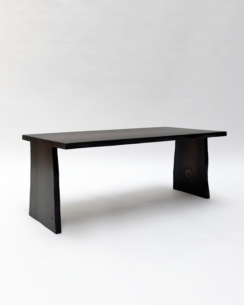 BO Coffee Table, 5500 Years Old Black Oak — angled view highlighting black oak finish
