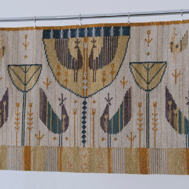Mid-Century Wool Wall Tapestry by Éva Németh — close-up of colorful woven patterns