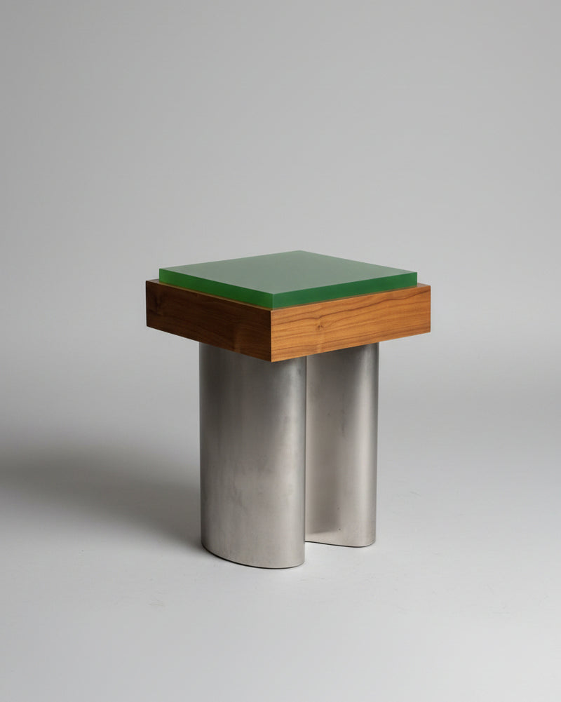 Agar 01 — Side Table in Teak, Resin and Stainless Steel by Studio Kallang | The Oblist