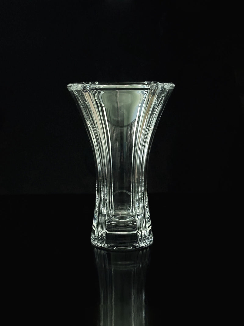 Large Crystal Glass Art Deco Vase by Dodo Vintage | The Oblist — clear glass, vintage design