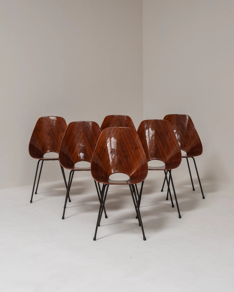 Set of 6 Medea Chairs by Vittorio Nobili, Italy, 1955 — side angle