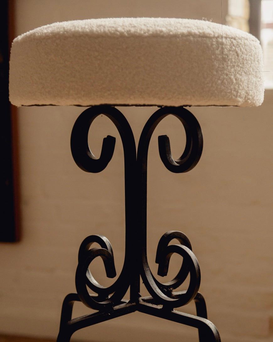 French Wrought Iron Stools — alternate view
