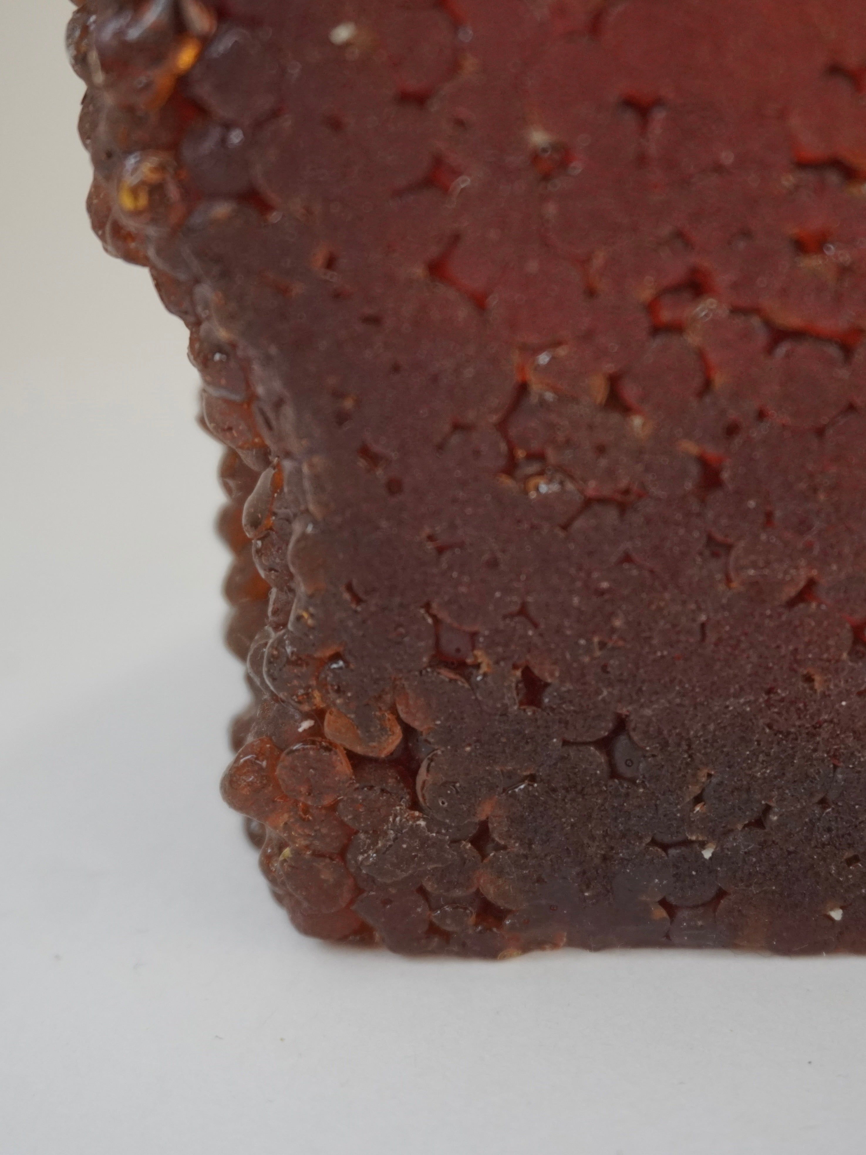 Pine Resin Vase — top view showing textured amber resin surface
