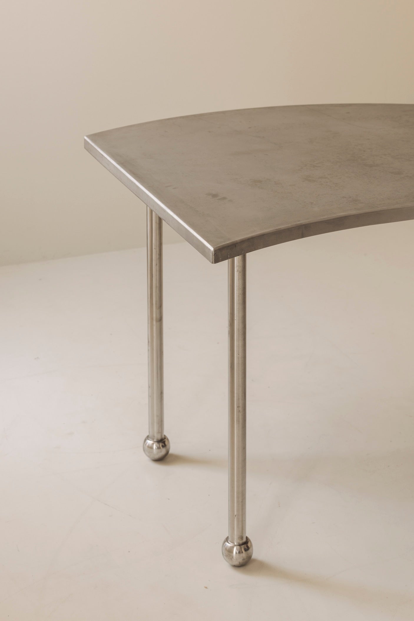 Postmodern Steel Free-Form Dining Table, France 1980s — side angle