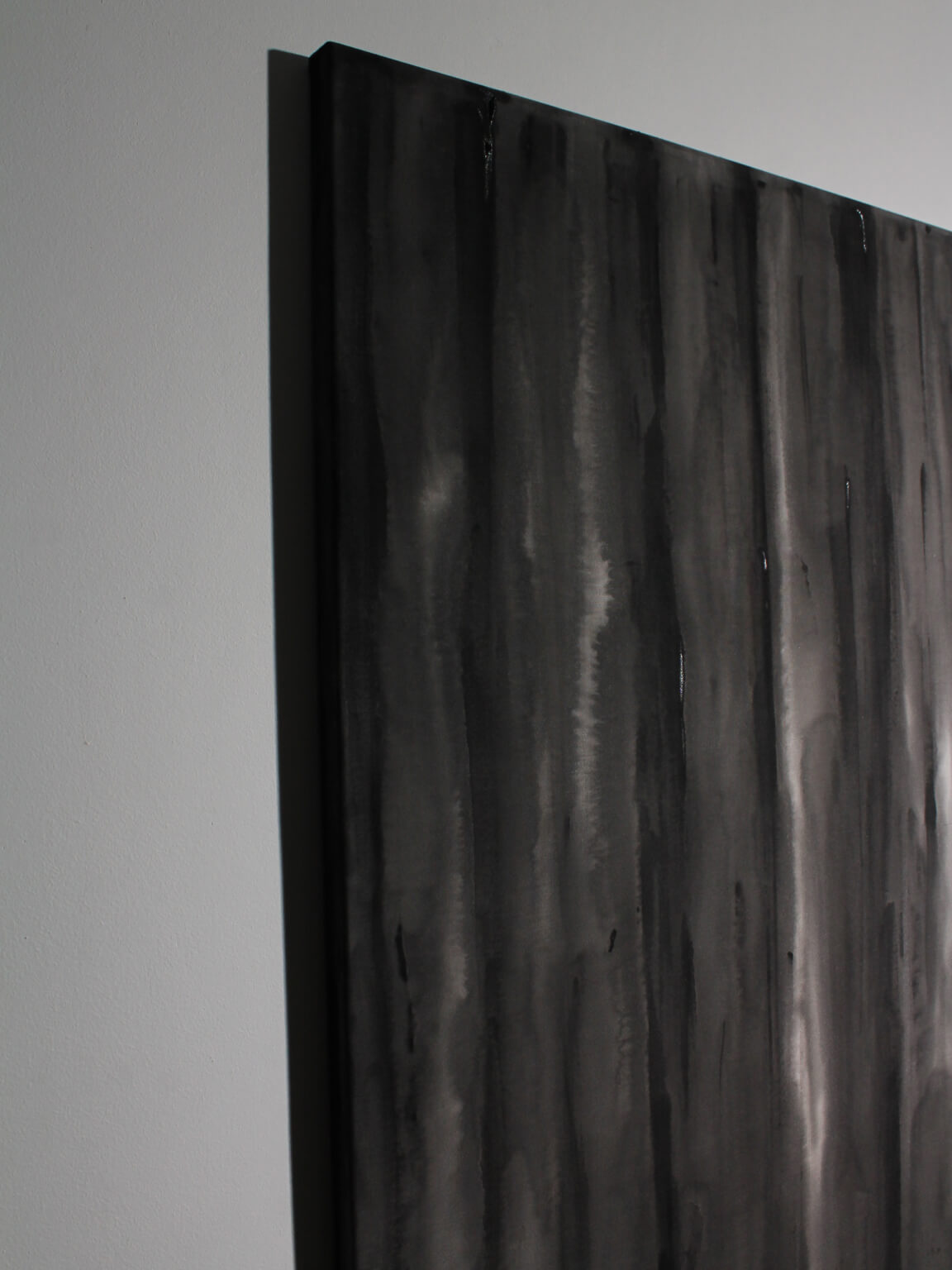 Vertical Organic Lines In Black And White By Karina Savonenko, 120x120cm — in context