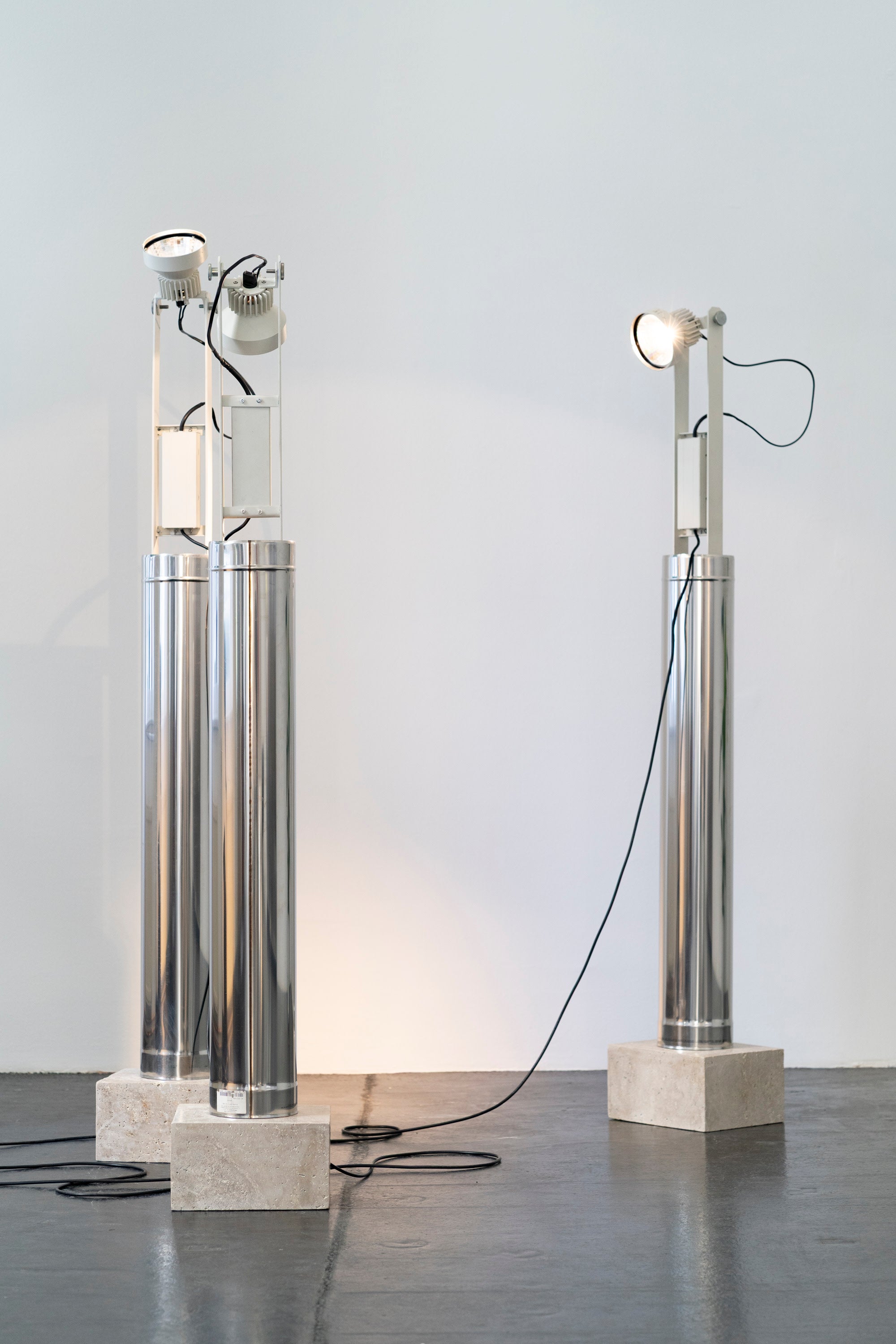 Minimalism Floor Lamp DN_S2507 in Chrome - Column Collection — angled view in modern interior setting