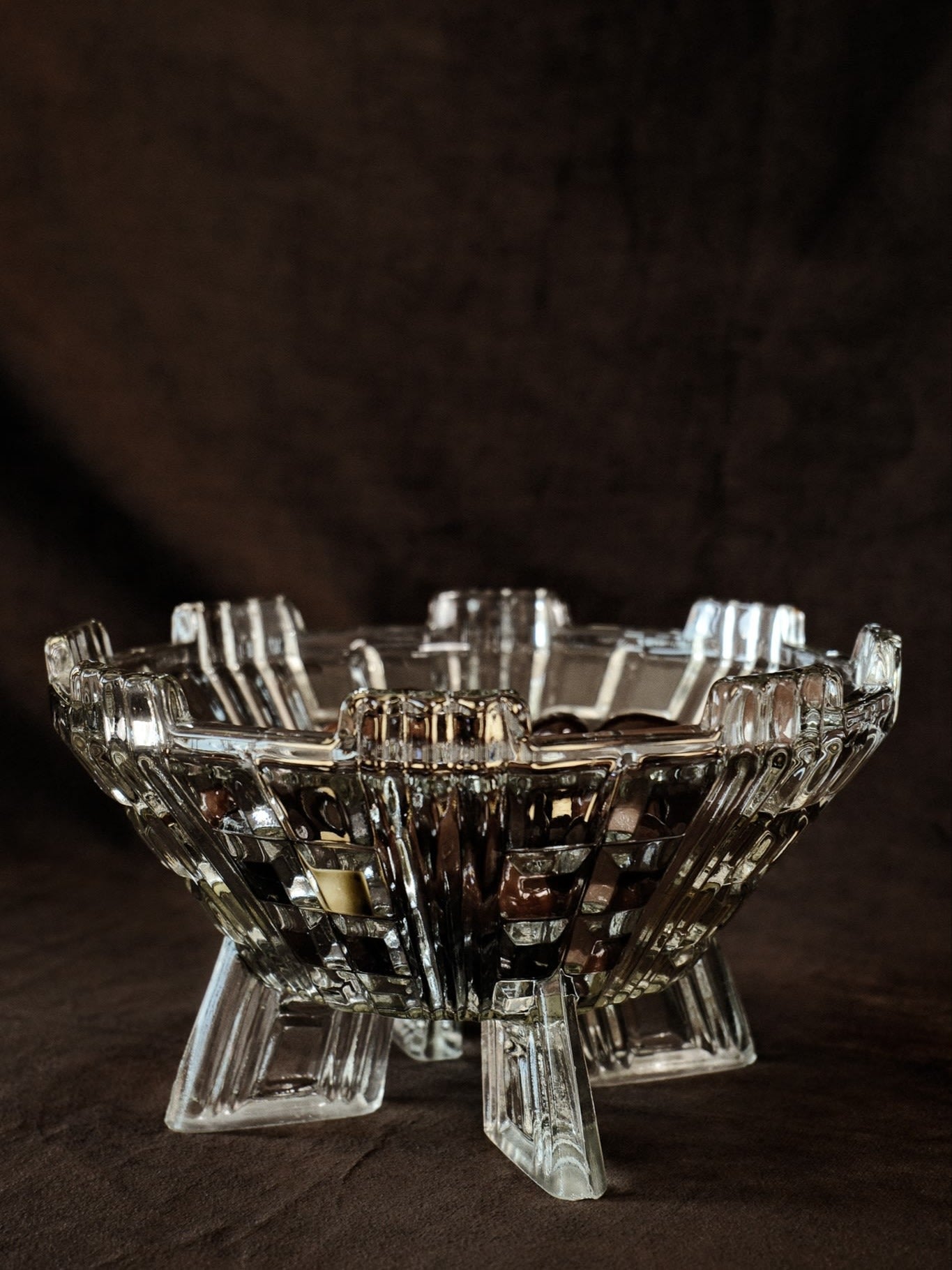 Art Deco Geometric Crystal Bowl — lifestyle setting