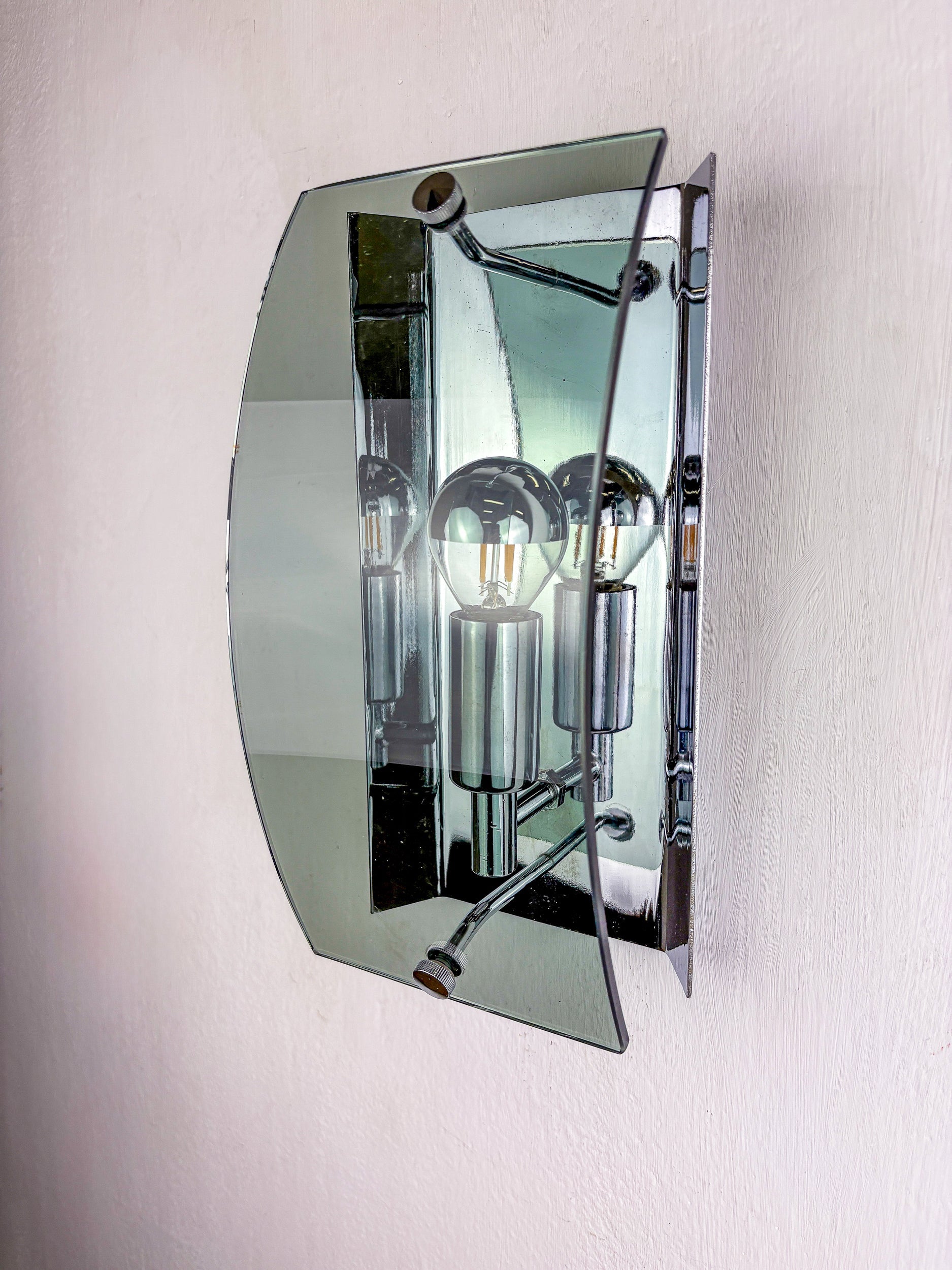 Pair of veca wall lamps, Green Murano glass, italy, Circa 1970's — alternate view