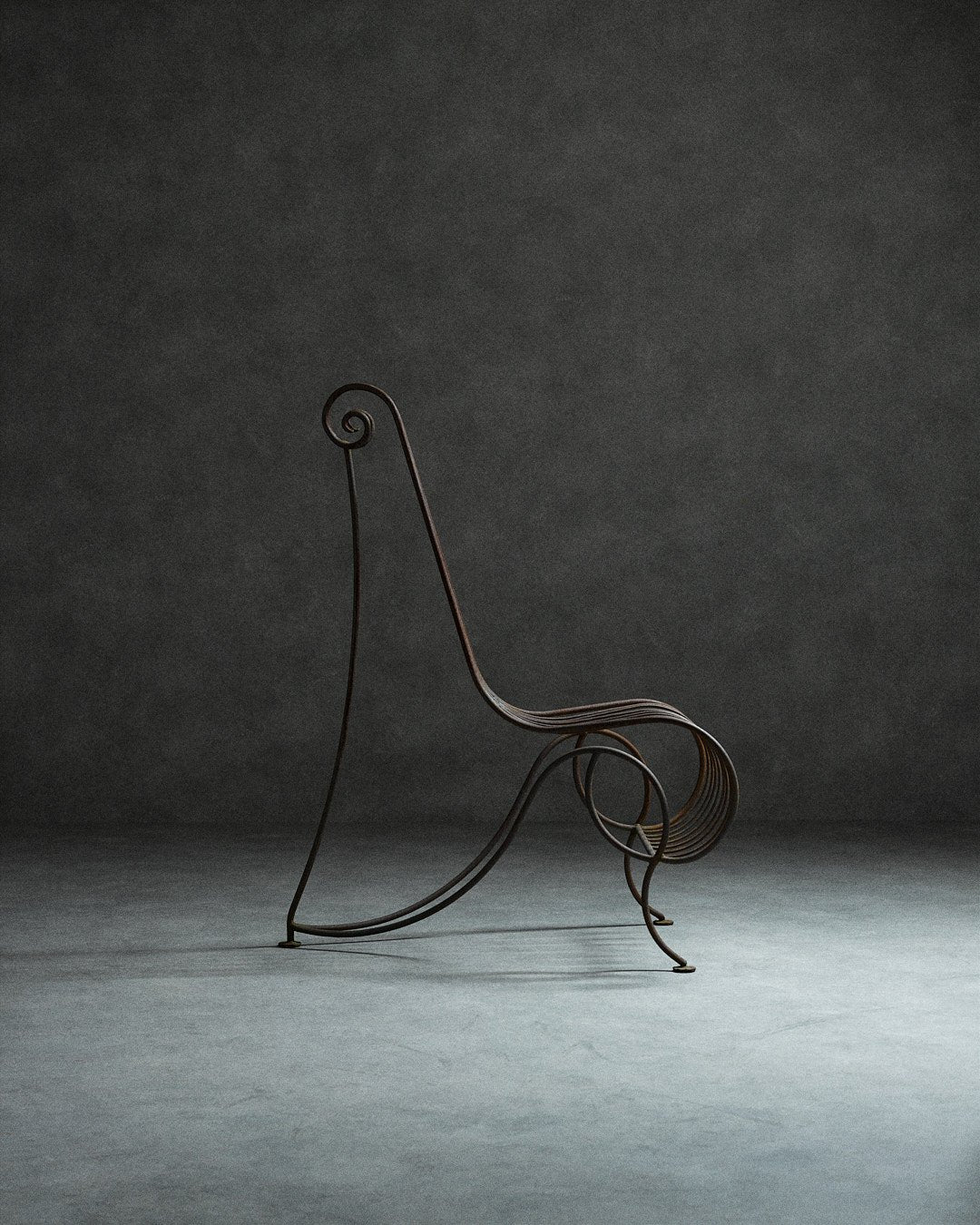 Spine Chair and Table in the Style of André Dubreuil — close-up
