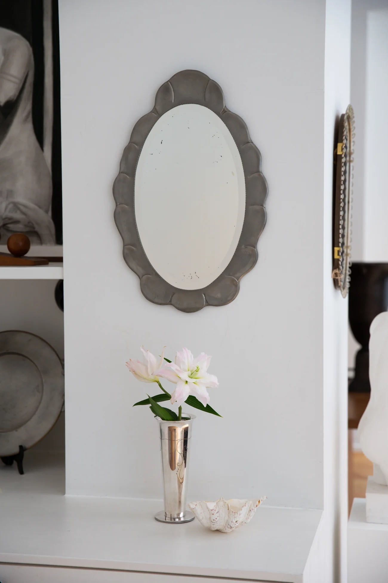 Jugend–Art Deco Pewter Mirror