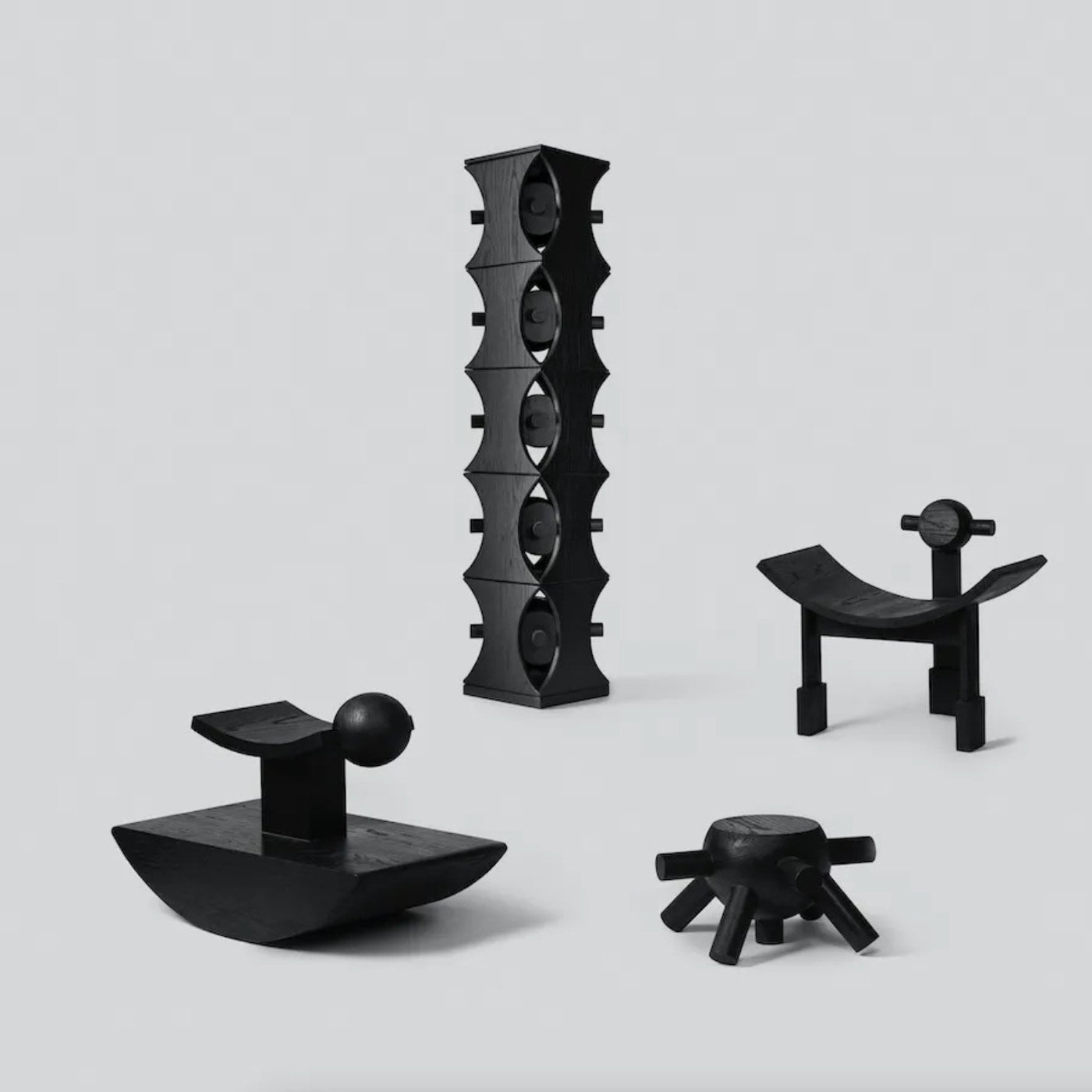 Solid Oak Totem Cabinet - KABIKI Limited Edition by Daniel Couttolenc, Black Finish — lifestyle setting