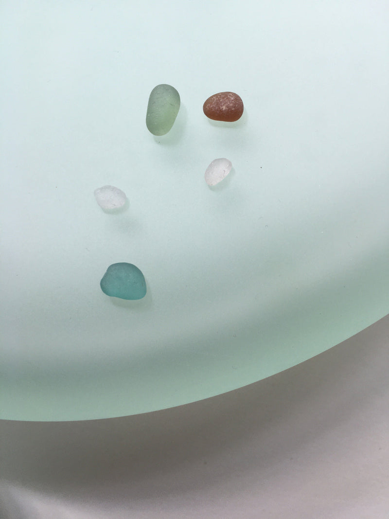 Glass Sculptures SEAGLASS | color teal green — close-up of frosted glass surface