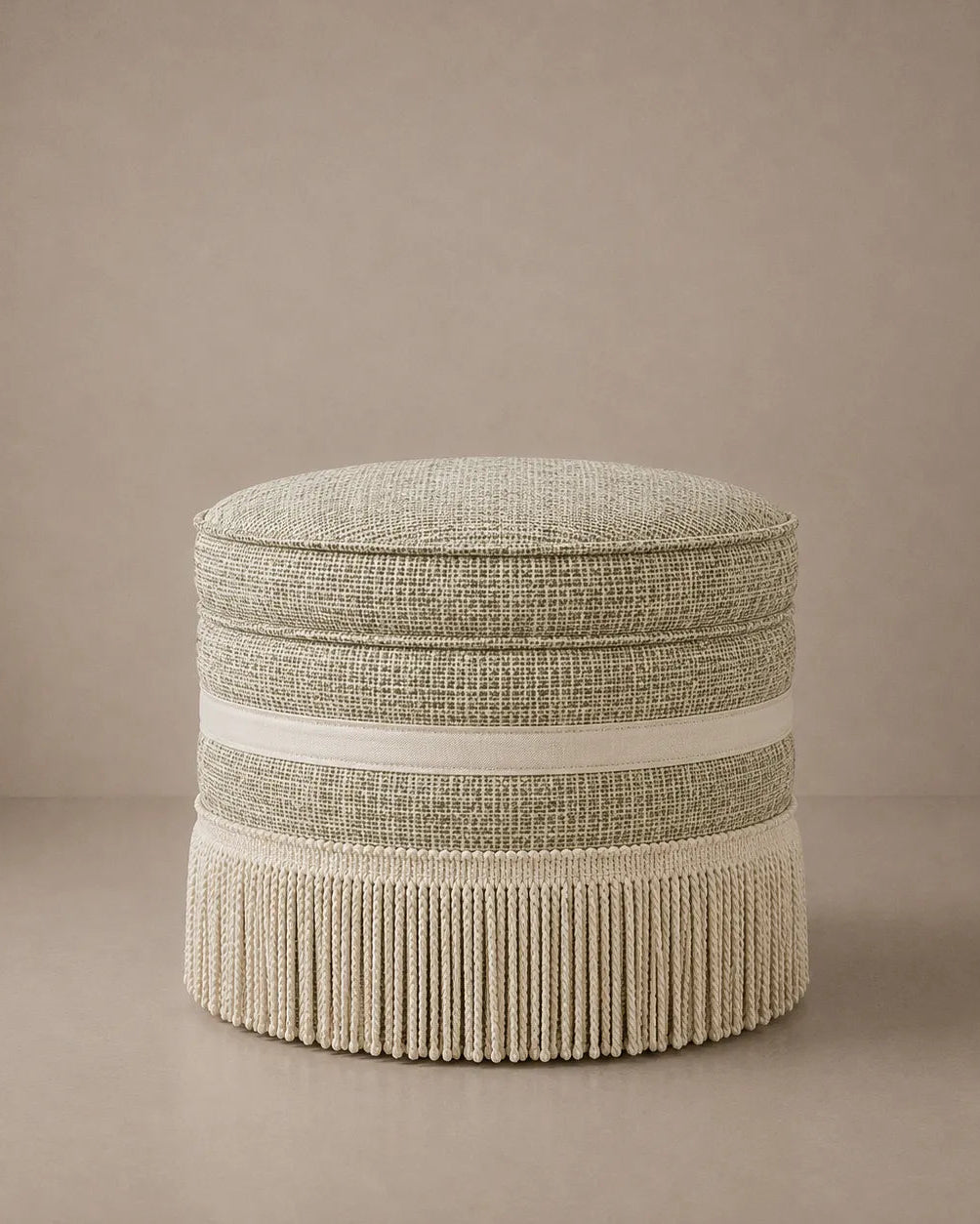 Laurent Pouf - Luxury Bouclé Bamboo & Fringe by RIJD Interior | The Oblist