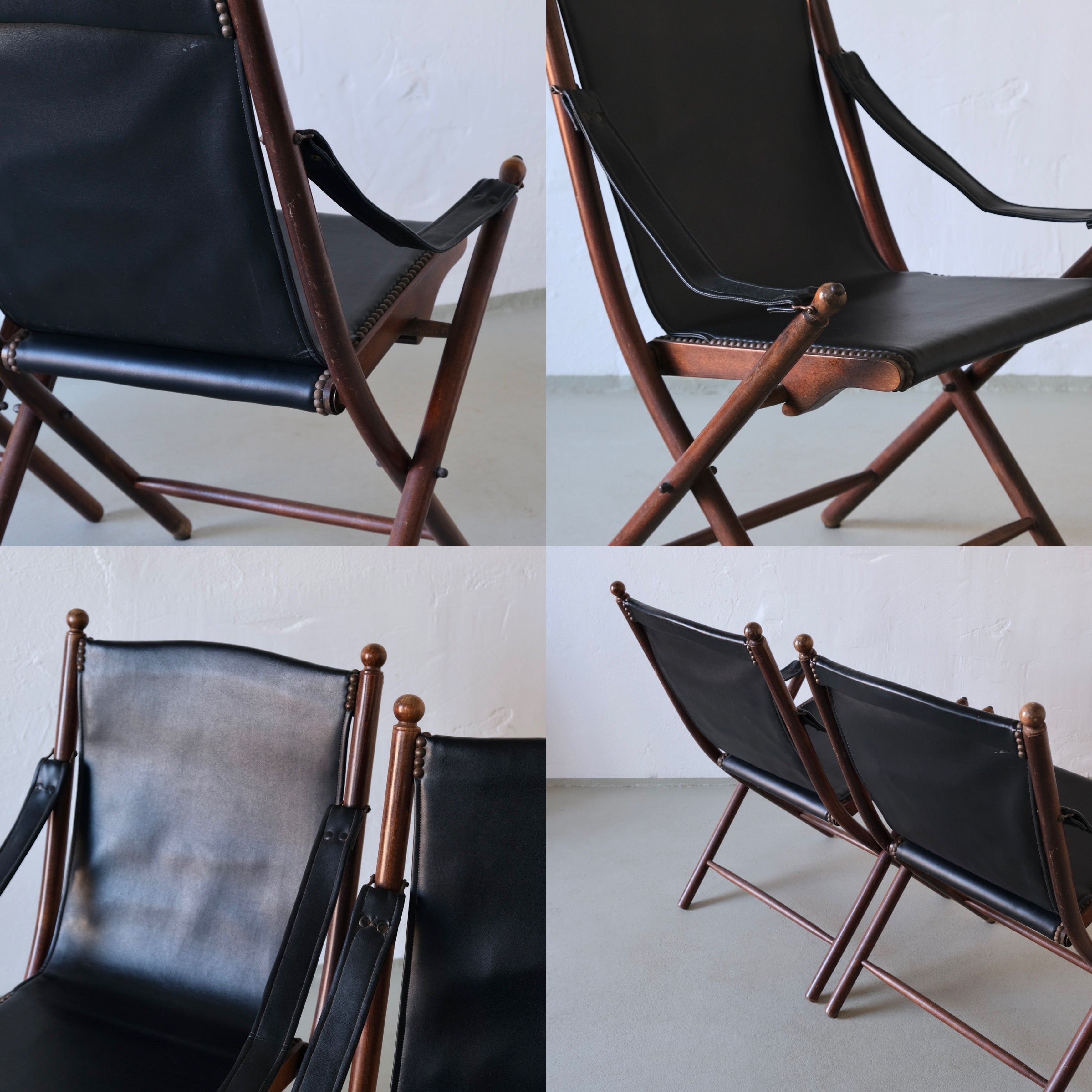 Vintage Folding Chair and Tray Table Set | Campaign Style  — additional view