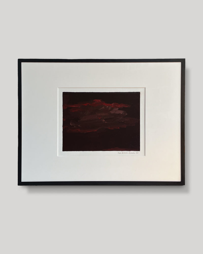 Oil painting on paper - 10 (2025) by Aimée Adriaansen | The Oblist — dark red tones, contemporary art
