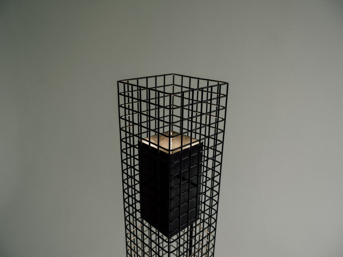 Ami Floor Lamp in Steel Mesh — lifestyle setting