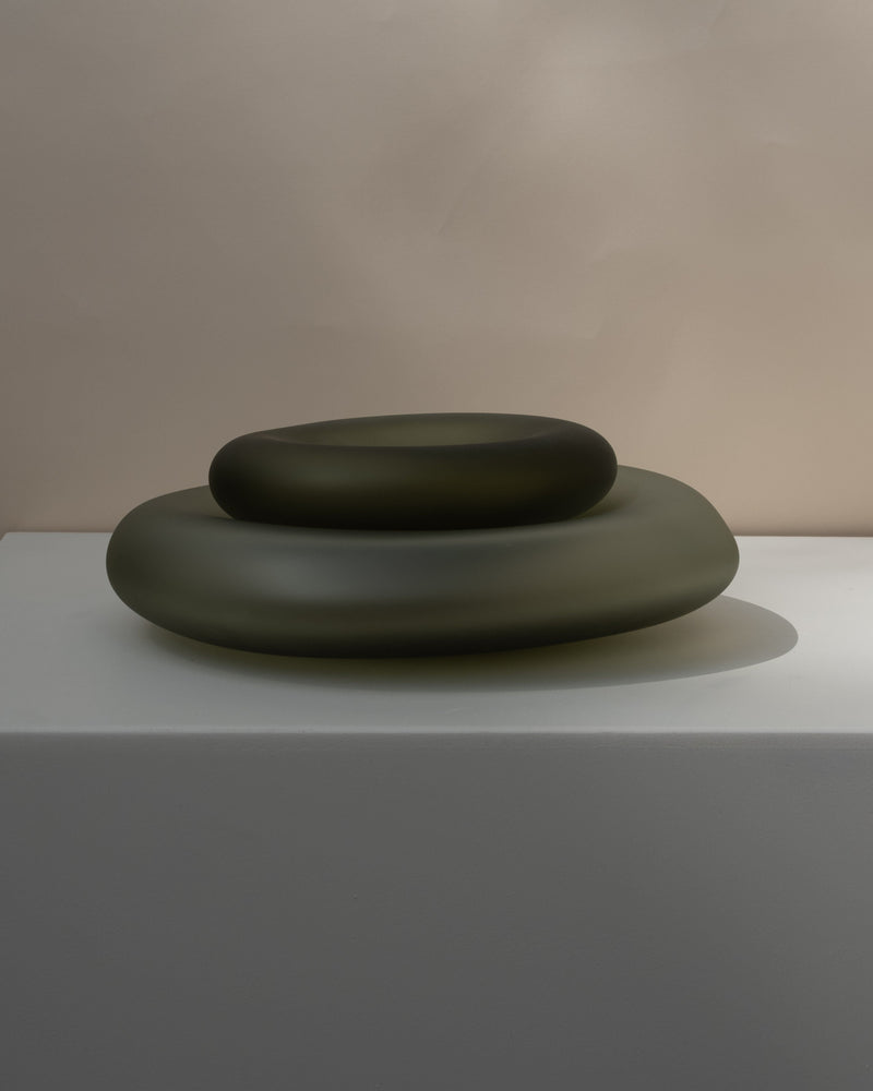 Glass Sculptures SEAGLASS | color smoke green by STUDIO MILENA KLING | The Oblist — handcrafted glass, smoke green
