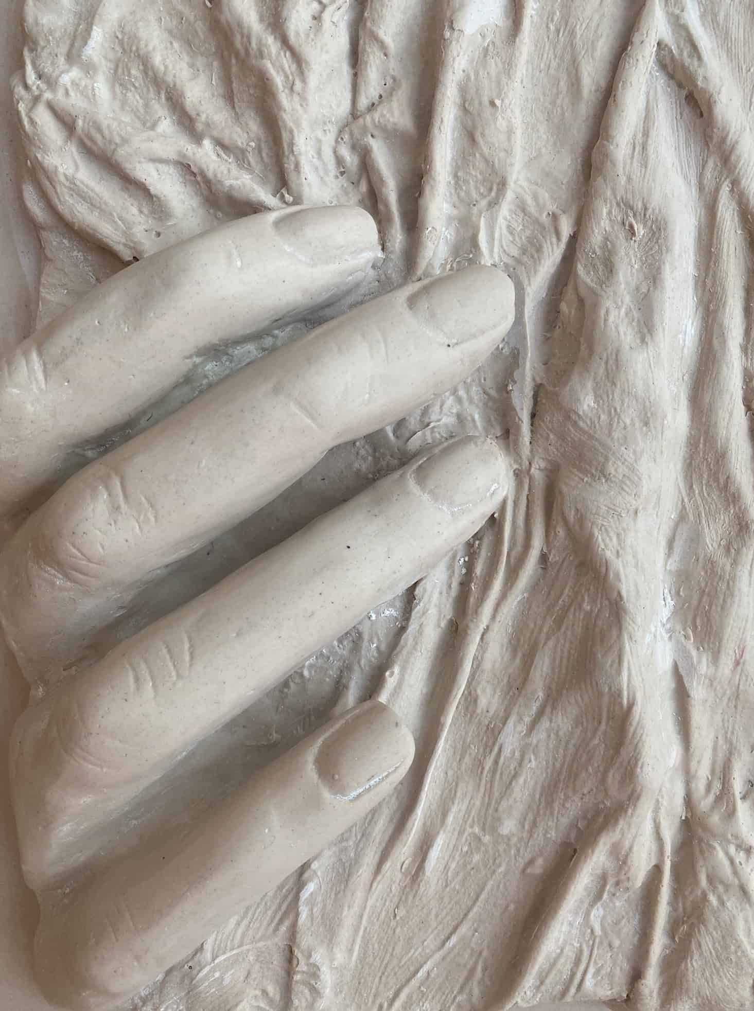 Contemporary Abstract Wall Sculpture in Resin and Stone – No. 22 by Marcela Cure — close-up of textured hand detail
