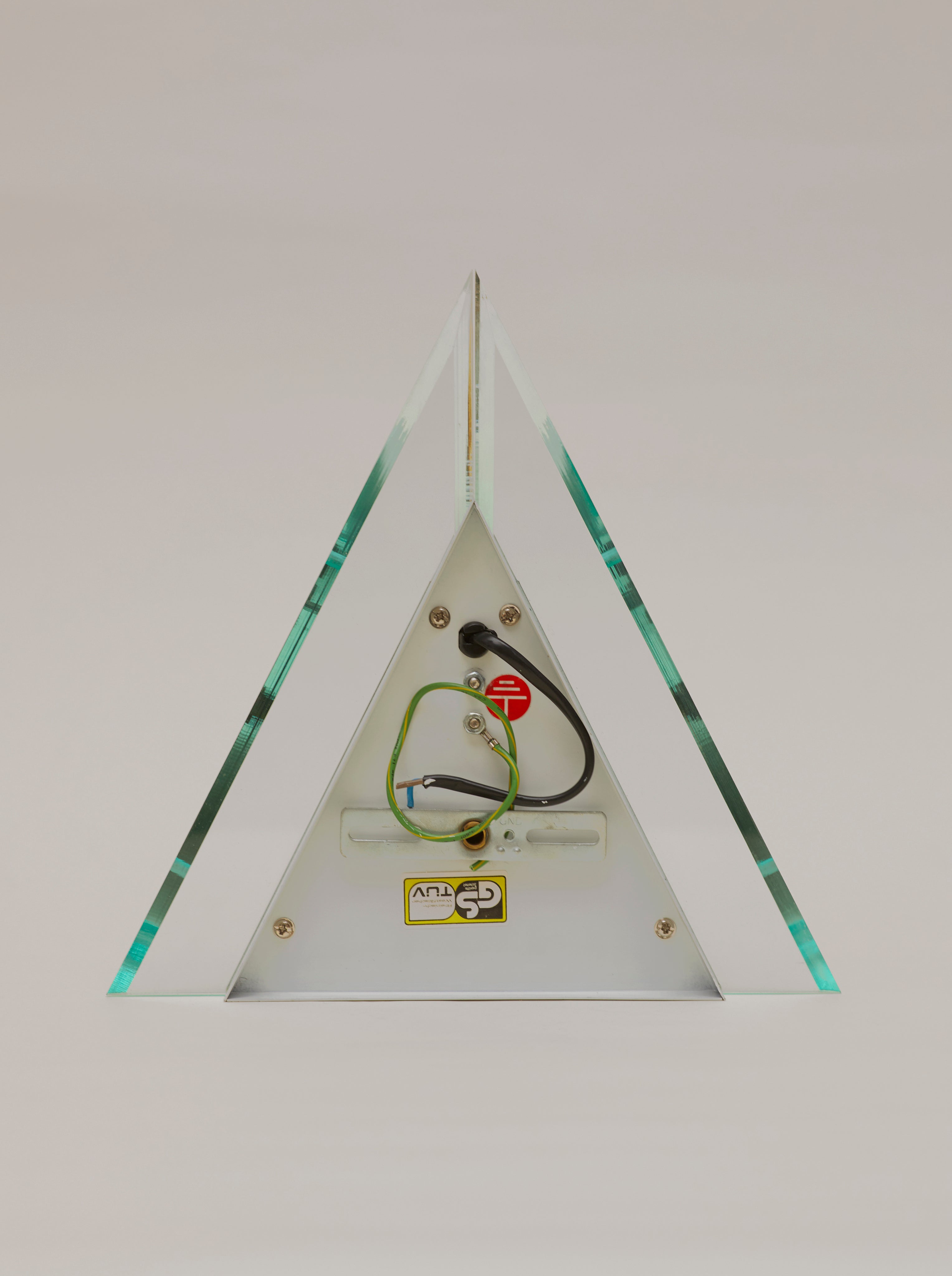 Set of 2 German Postmodern Wall Lights Circa 1980 — side angle showing clear glass triangular design