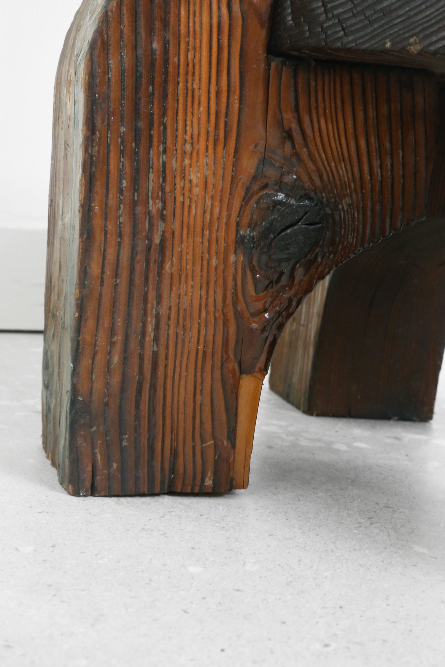 Brutalist Wood Stool — side angle