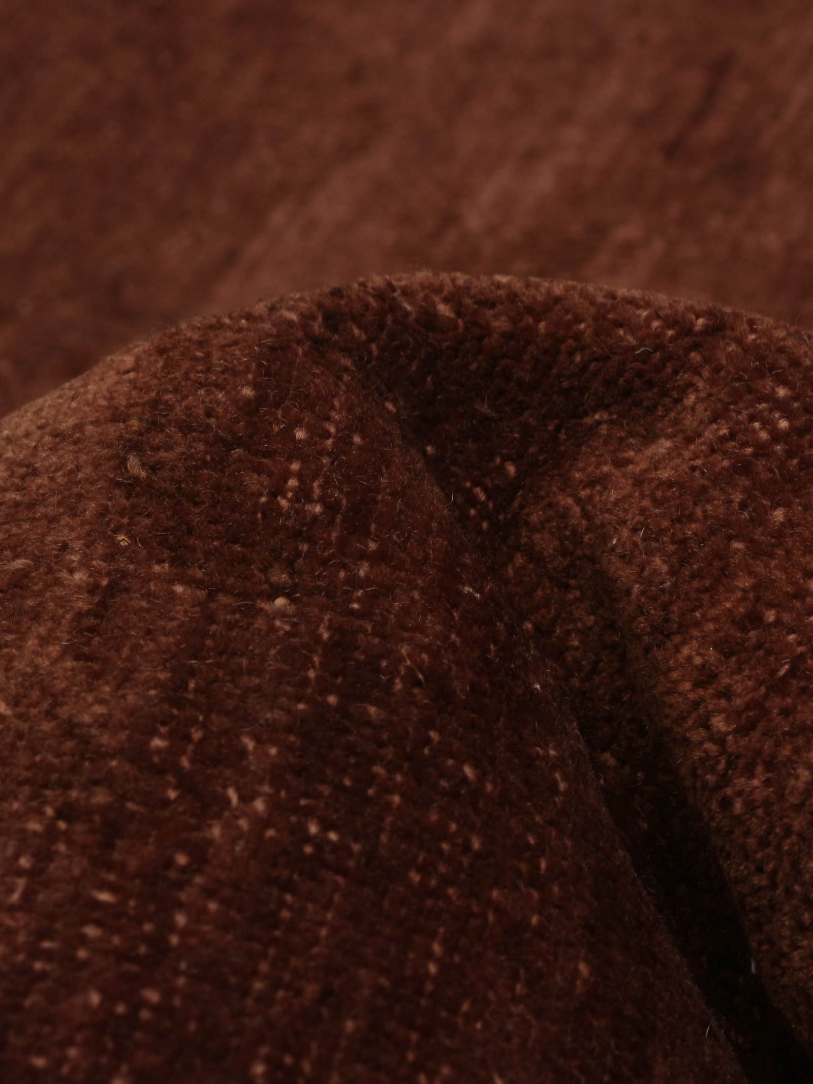 Overdyed Rug in Russet 180 x 277 cm — close-up of textured fabric detail