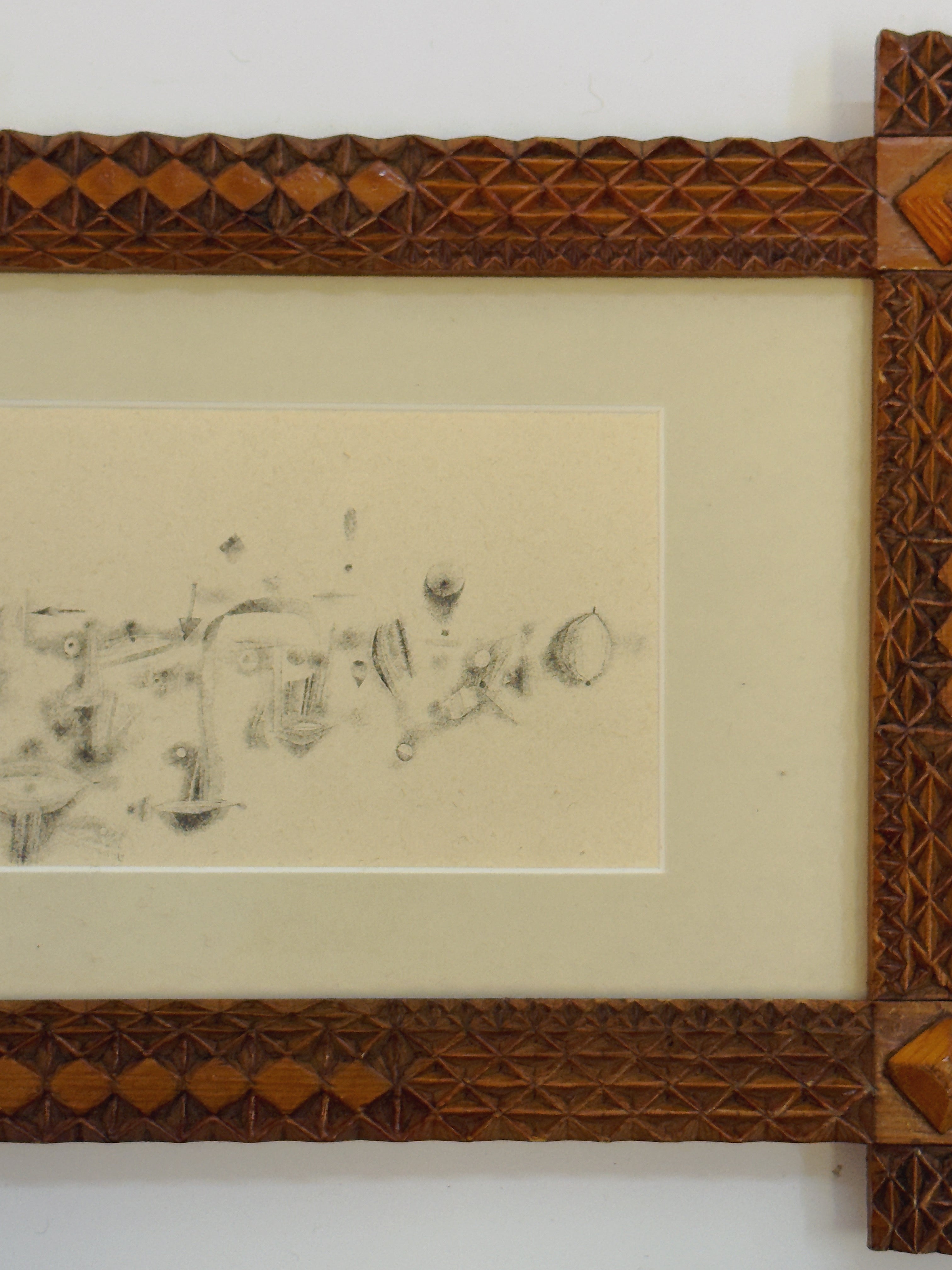 Modernist Graphite Drawing, c.1970 — side angle