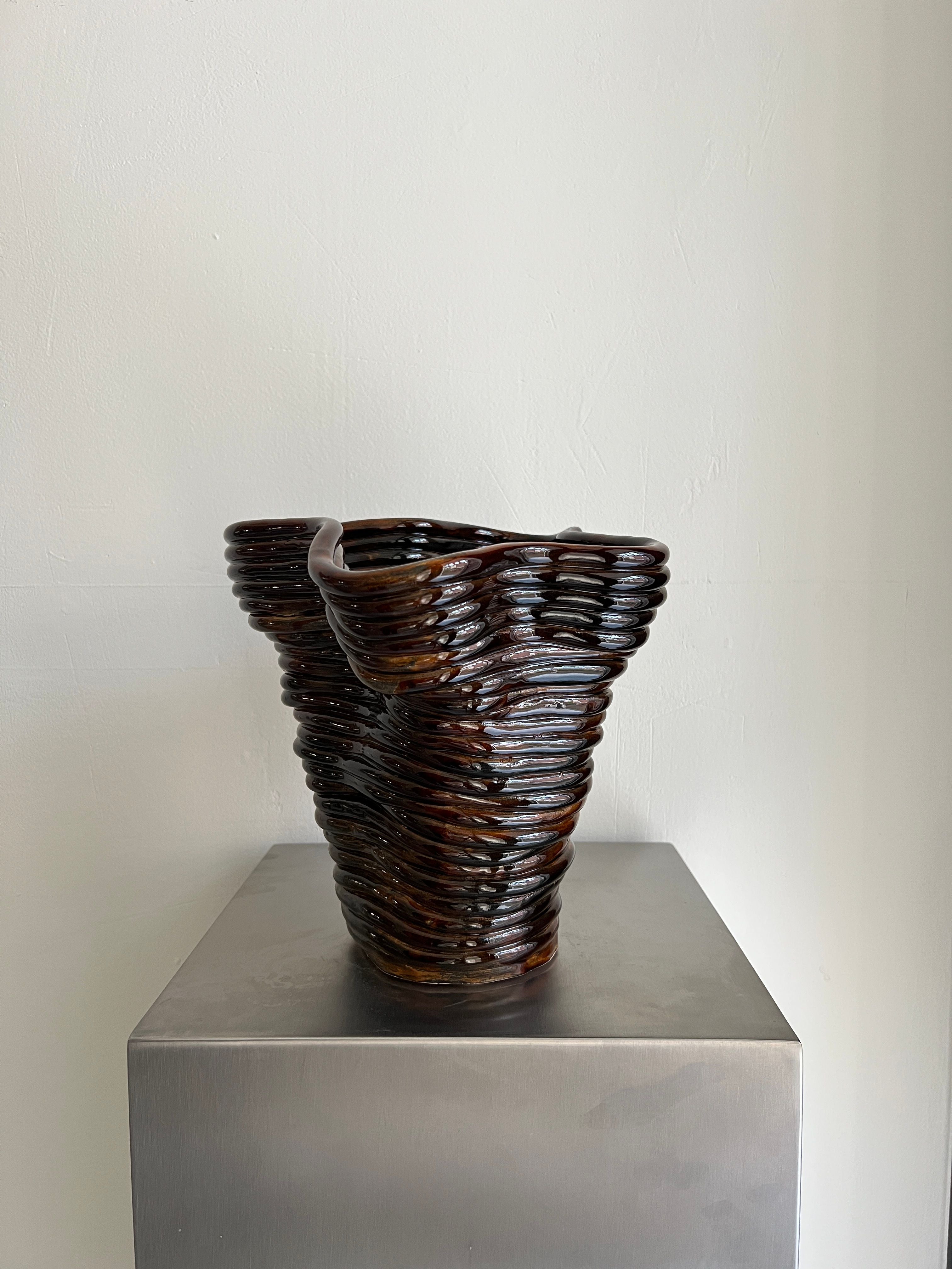 Wobbly Vase Brown — side angle