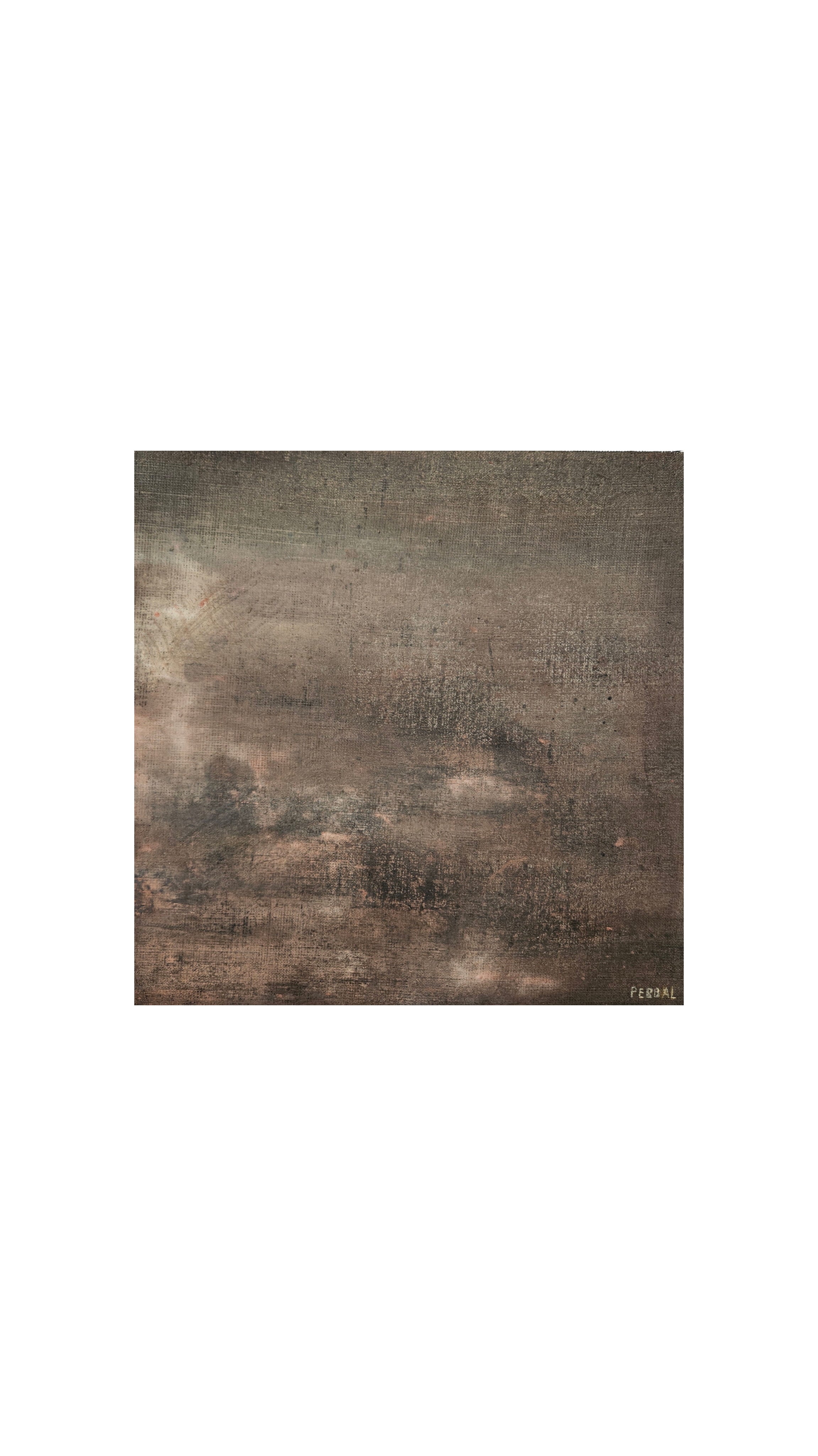 Painting on Canvas, "clouds" Lime Paint and Oil on Linen — angled view on textured wall